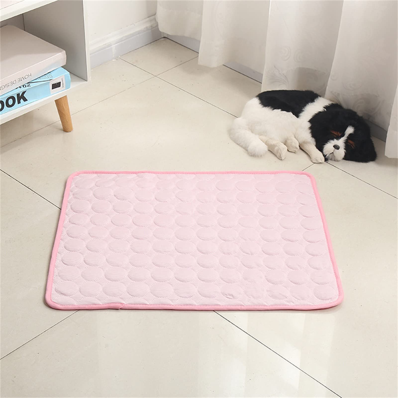 Washable Silk Pet Cooling Mat for Dogs & Cats - Breathable Self-Cooling Dog Bed Pad, Portable Summer Cooling Cushion for Home, Travel or Outdoor Use - Pink (Perfect for Hot Weather & Car Rides)