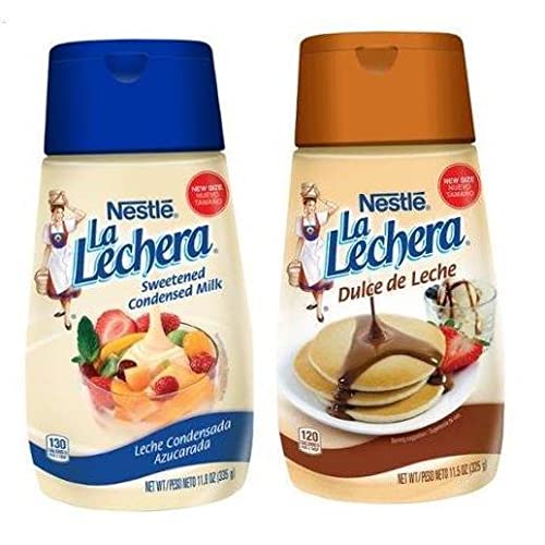 La Lechera Dulce de Leche & Sweetened Condensed Milk Combo Pack - 2 Cans (13.4oz Each) - Perfect for Baking, Desserts, Coffee & Latin Recipes