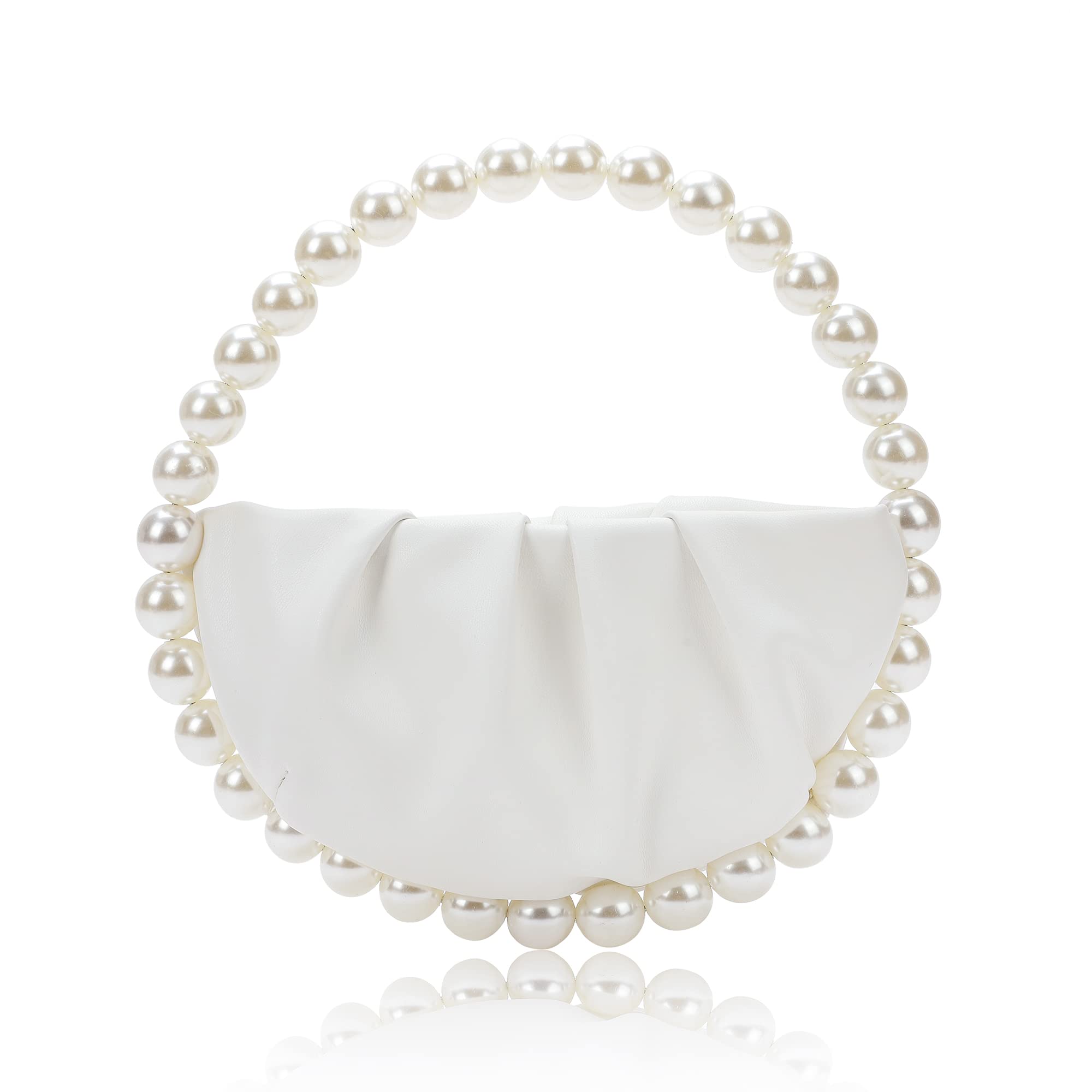 Elegant Pearl Soft Face Pleated Handbag for Women - Vintage Evening Clutch Purse for Party, Prom, Wedding & Bridal Events - Perfect for Phone & Essentials - Stylish Accessory for Formal Occasions & Date Nights