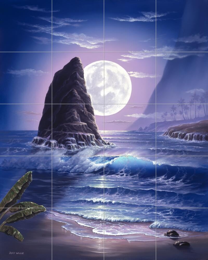 Ceramic Backsplash Tile Mural - Beach Scene with Seaside & Ocean View - Molokai by Jeff Wilkie - Perfect for Kitchen, Bathroom & Shower Walls - Waterproof & Easy to Clean