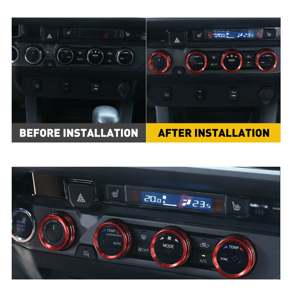 2016-2020 Toyota Tacoma Audio & AC Switch Knob Ring Kit - Premium Dashboard Control Panel Accessories for Enhanced Driving Comfort & Interior Style | Perfect for Off-Road Adventures & Daily Commutes