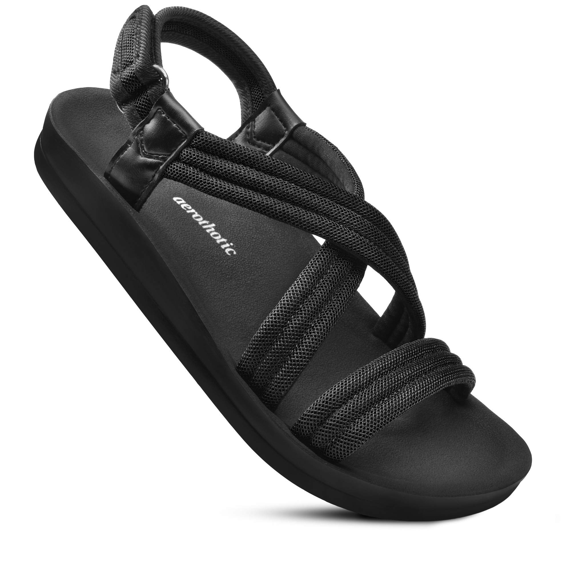 AEROTHIC Women's Arch Support Slingback Sandals - Comfortable Walking Shoes for Travel, Work & Casual Wear - Lightweight Orthopedic Footwear with Cushioning for All-Day Support