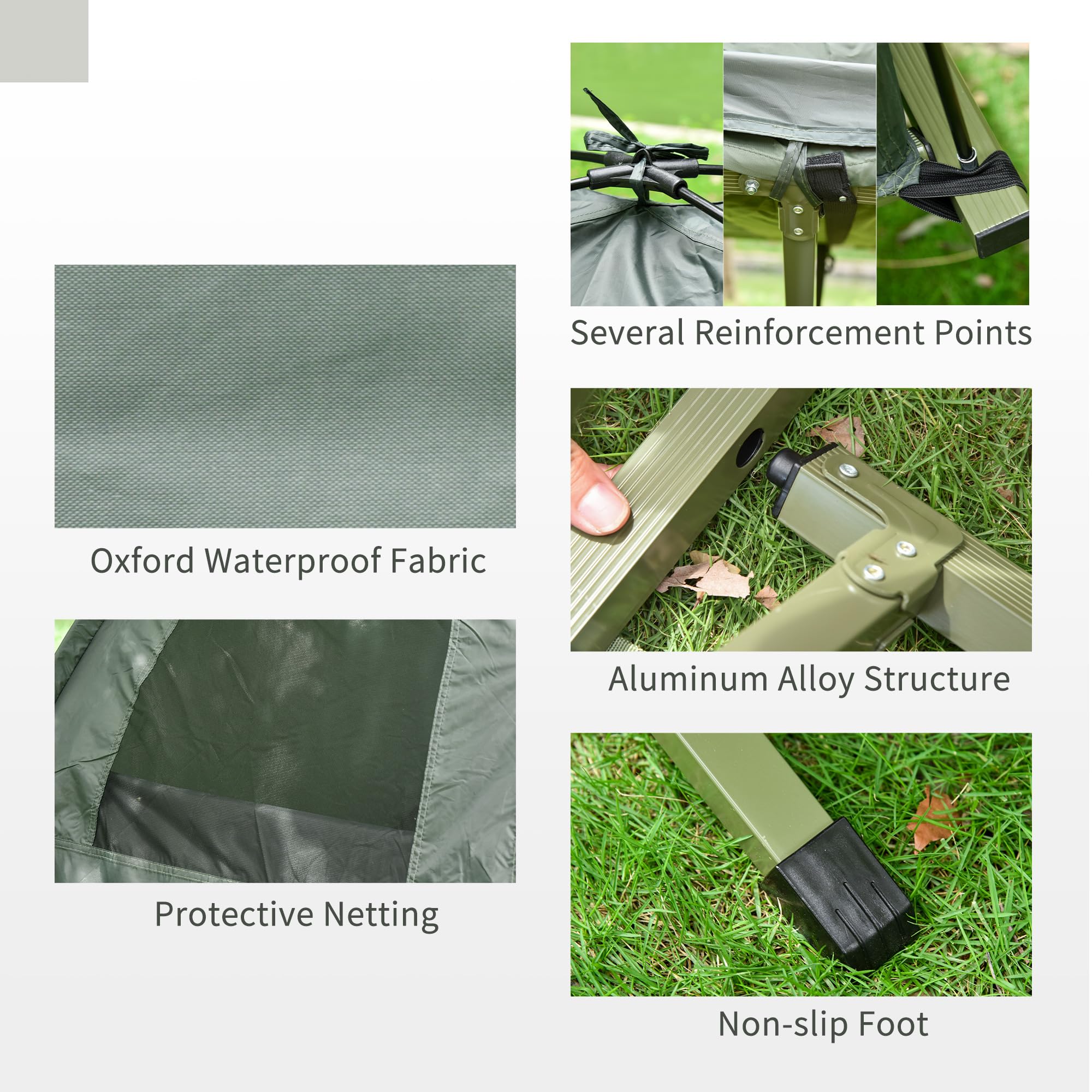 Outsunny Folding Camping Cot for Adults - Portable Single Sleeping Bed with Thick Air Mattress & Tent - Perfect for Backpacking, Hiking, and Outdoor Adventures