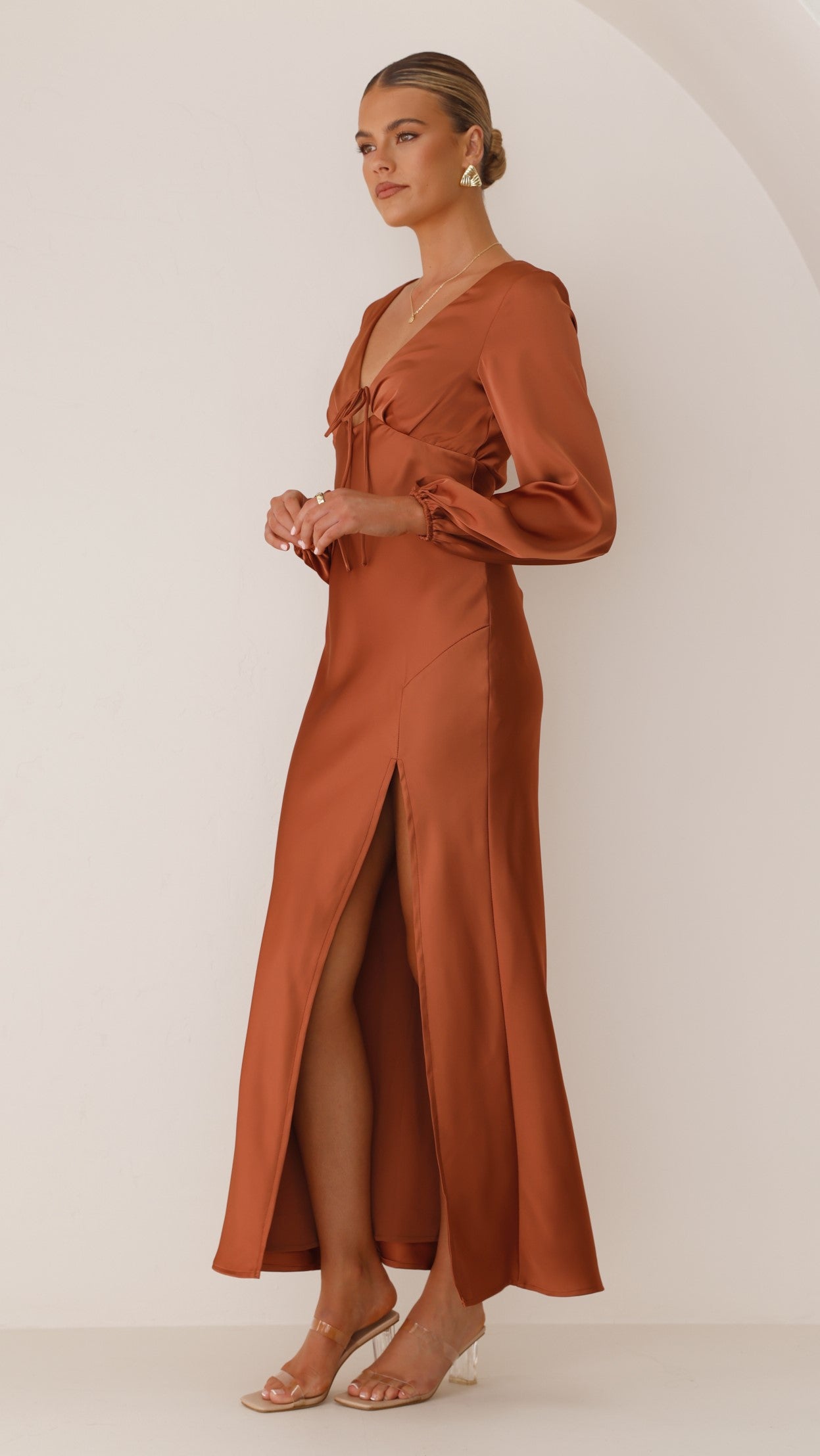 Brigitte Maxi Dress in Copper - Elegant Long Flowy Dress for Women | Perfect for Summer, Beach, Weddings & Special Occasions