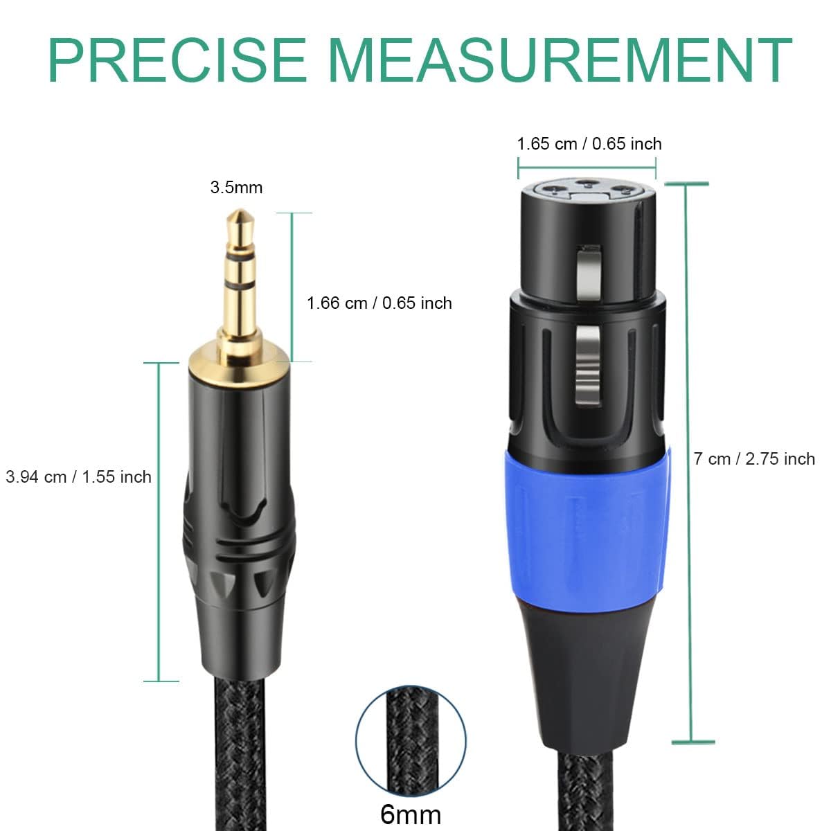 Premium XLR to 3.5mm Cable - Female XLR to 1/8