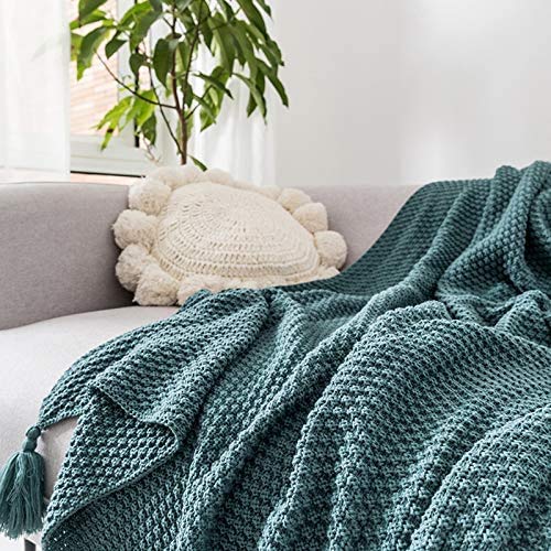 GYROHOME Soft Premium Throw Blanket with Handmade Tassels - 71x79in (180x200cm) Light Green - Cozy Blanket for Couch, Bed, Sofa, Beach & Picnic - Perfect for Lounging, Travel & Outdoor Activities