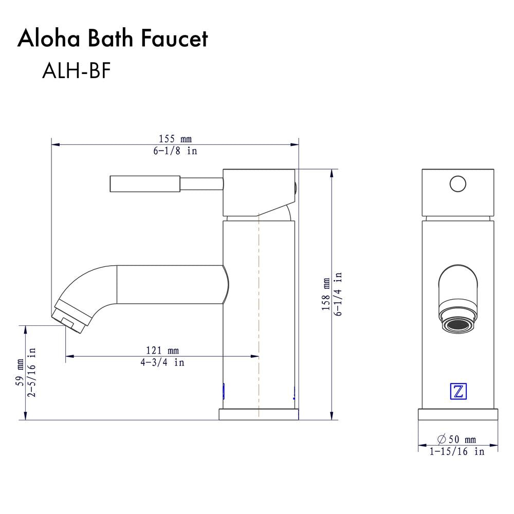 ZLINE Aloha Matte Black Single Handle Bathroom Faucet - Modern Waterfall Spout for Bathroom Sink, Vanity, and Powder Room (ALH BF MB)
