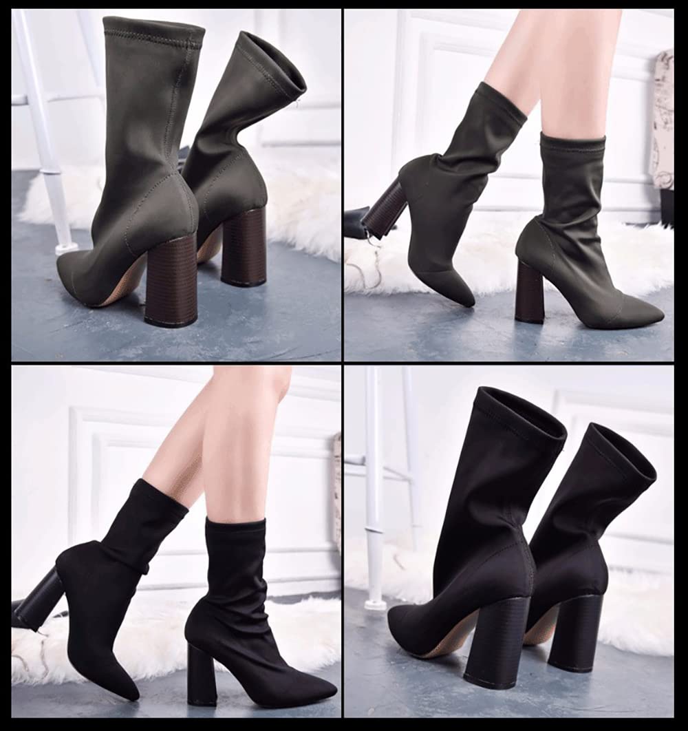 Stylish Women's Pointed Toe Ankle Boots with Elastic High Heels - Sexy Sock Booties for Women | Perfect for Office, Party & Night Out