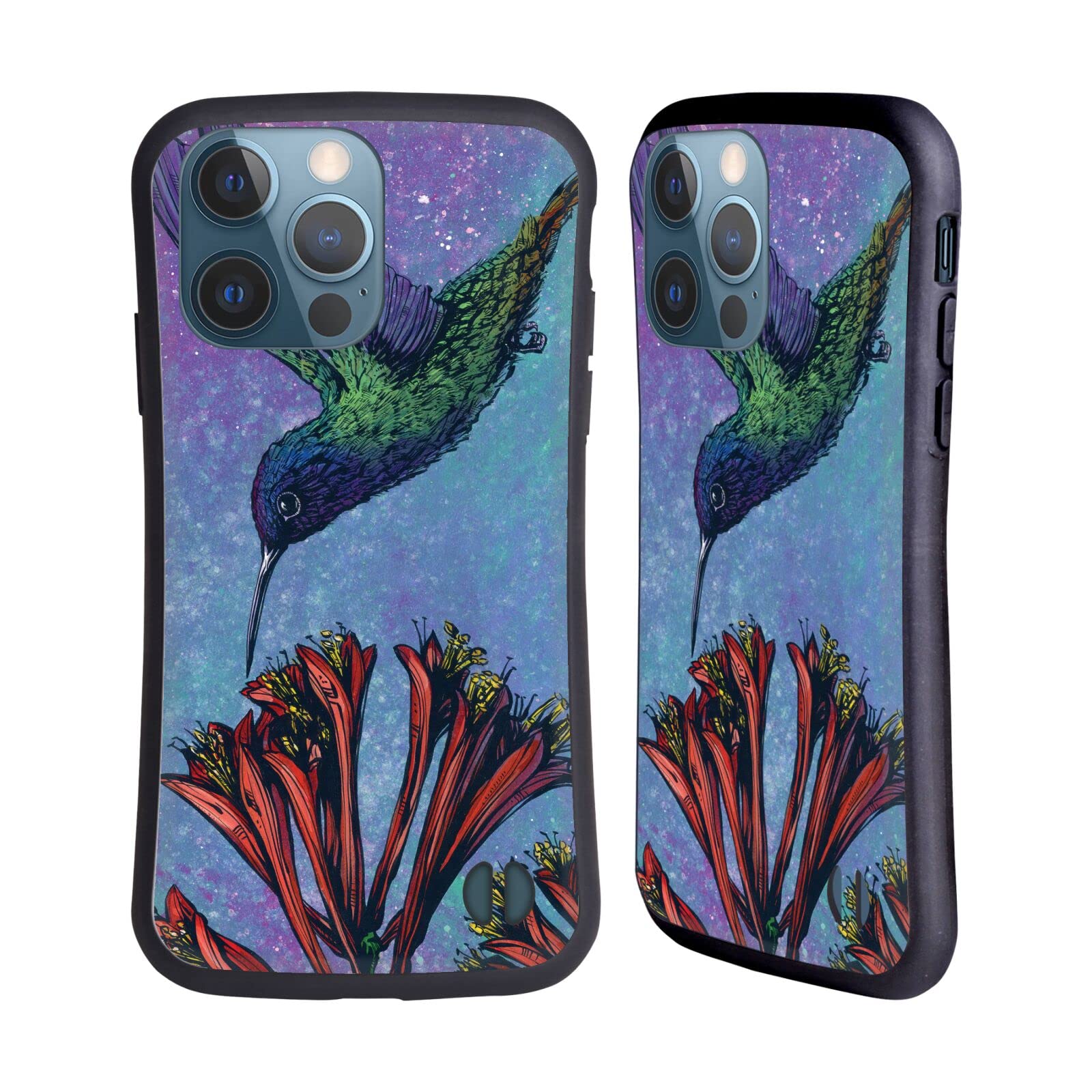 David Lozeau The Hummingbird Colorful Grunge Hybrid Case for iPhone 13 Pro - Officially Licensed Art Phone Cover - Perfect for Music Festivals & Artistic Lifestyle
