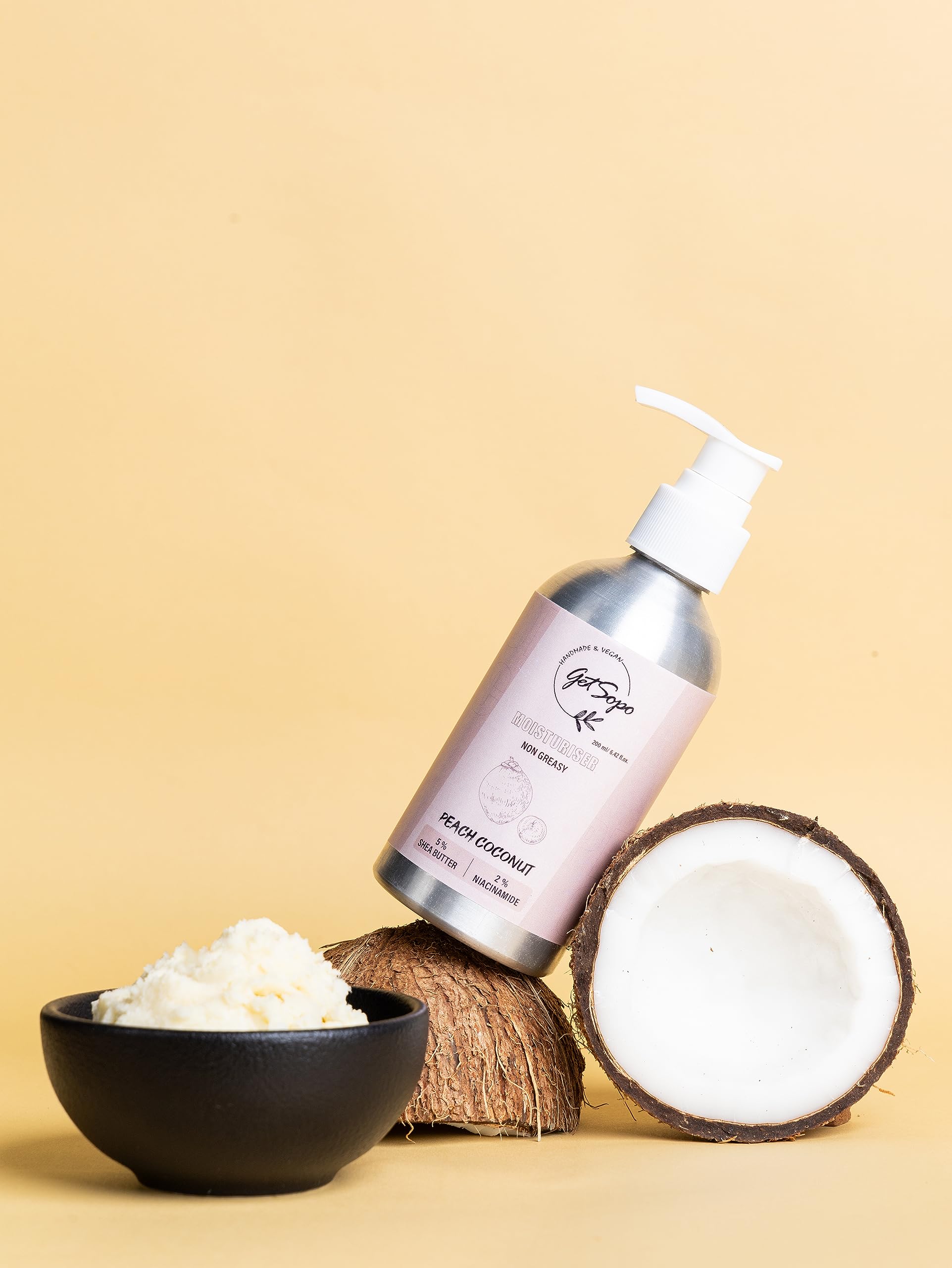 Sopo Shea Butter & Niacinamide Body Moisturizer - Non-Greasy Lotion for Dry, Oily & Combination Skin - 200ml - Hydrating Daily Skincare for Men & Women - Perfect for After Shower, Gym & Nighttime Use