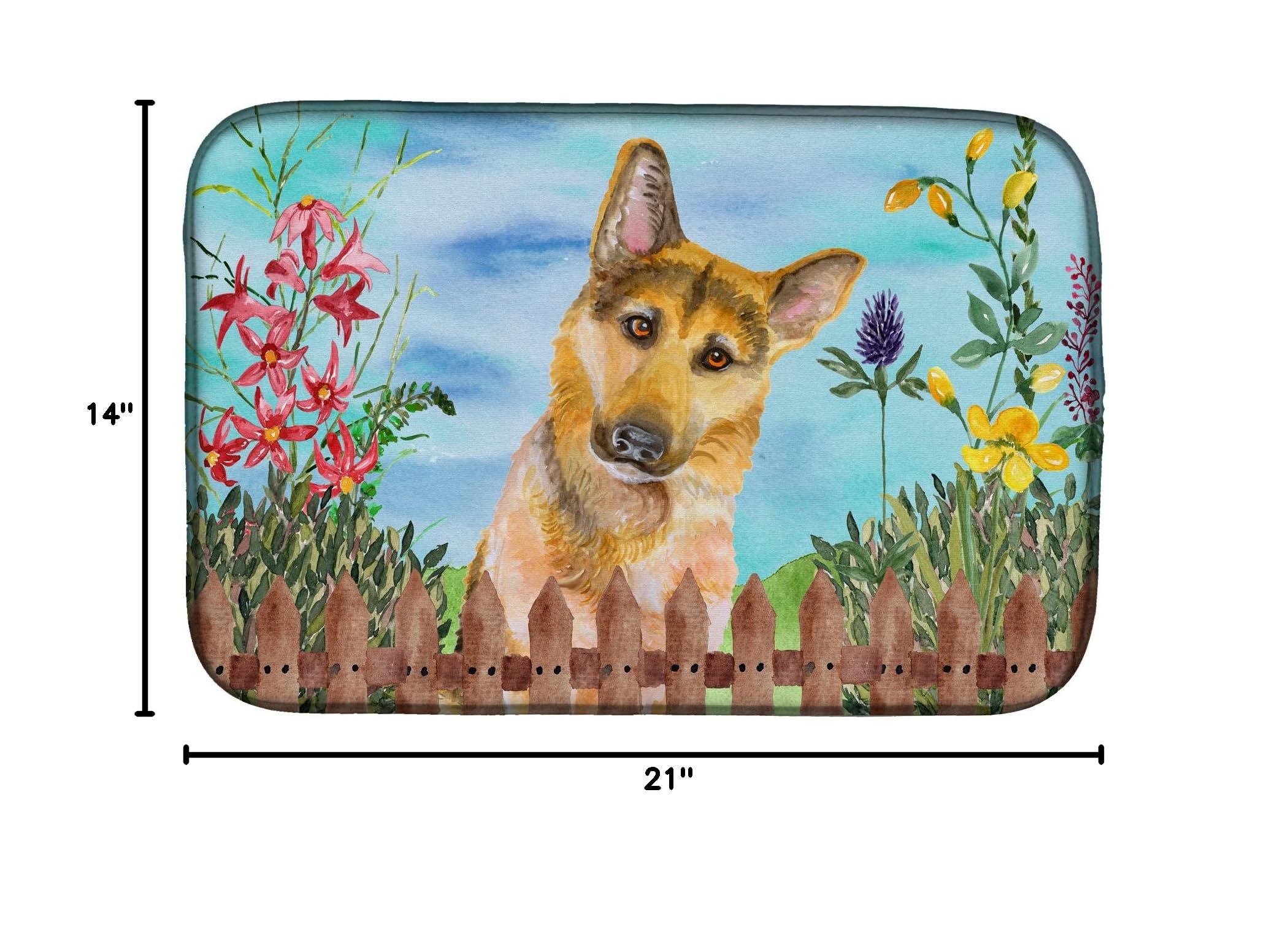 Premium Absorbent German Shepherd Themed Dish Drying Mat - 14