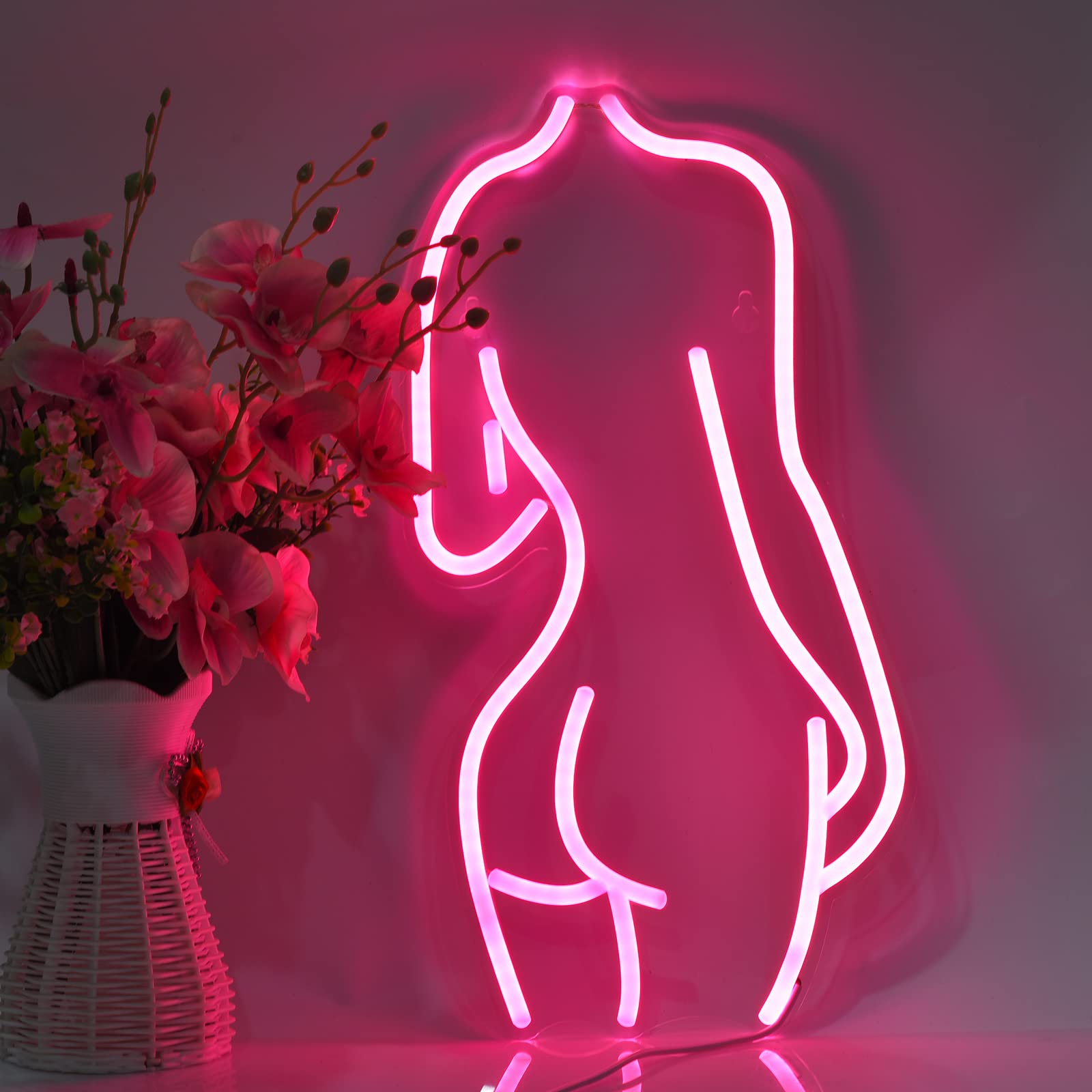 Pink LED Neon Sign for Women - 17x8.5 Inch USB Powered Backlit Wall Decor for Bedroom, Man Cave, Bar, Pub, Club, Garage & Home Parties - Perfect for Girls Room, Bachelorette Decor & Night Light