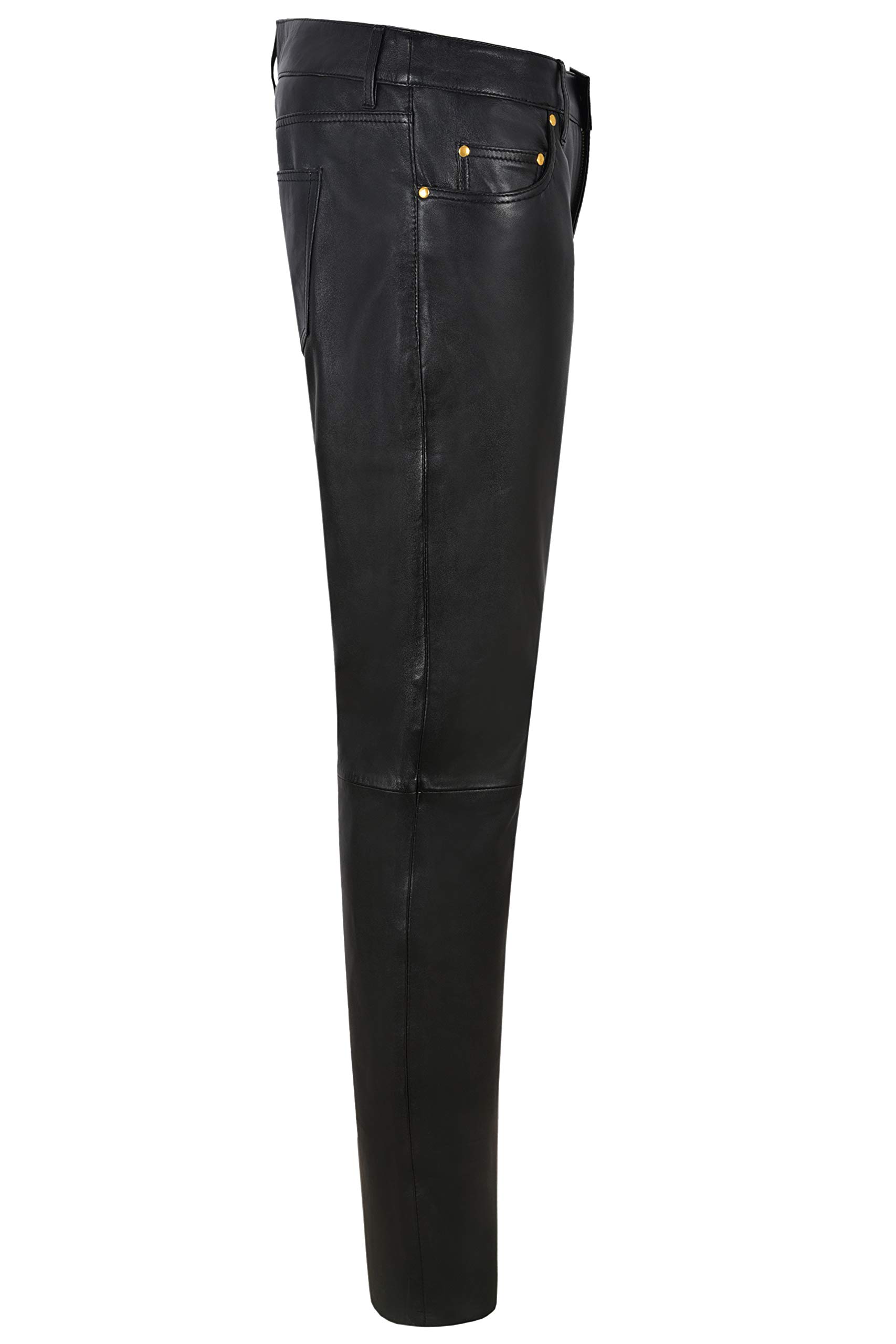 Women's Black Leather Biker Jeans - Real Lambskin Skinny Pants with Stretch | Motorcycle Riding, Night Out & Streetwear Fashion