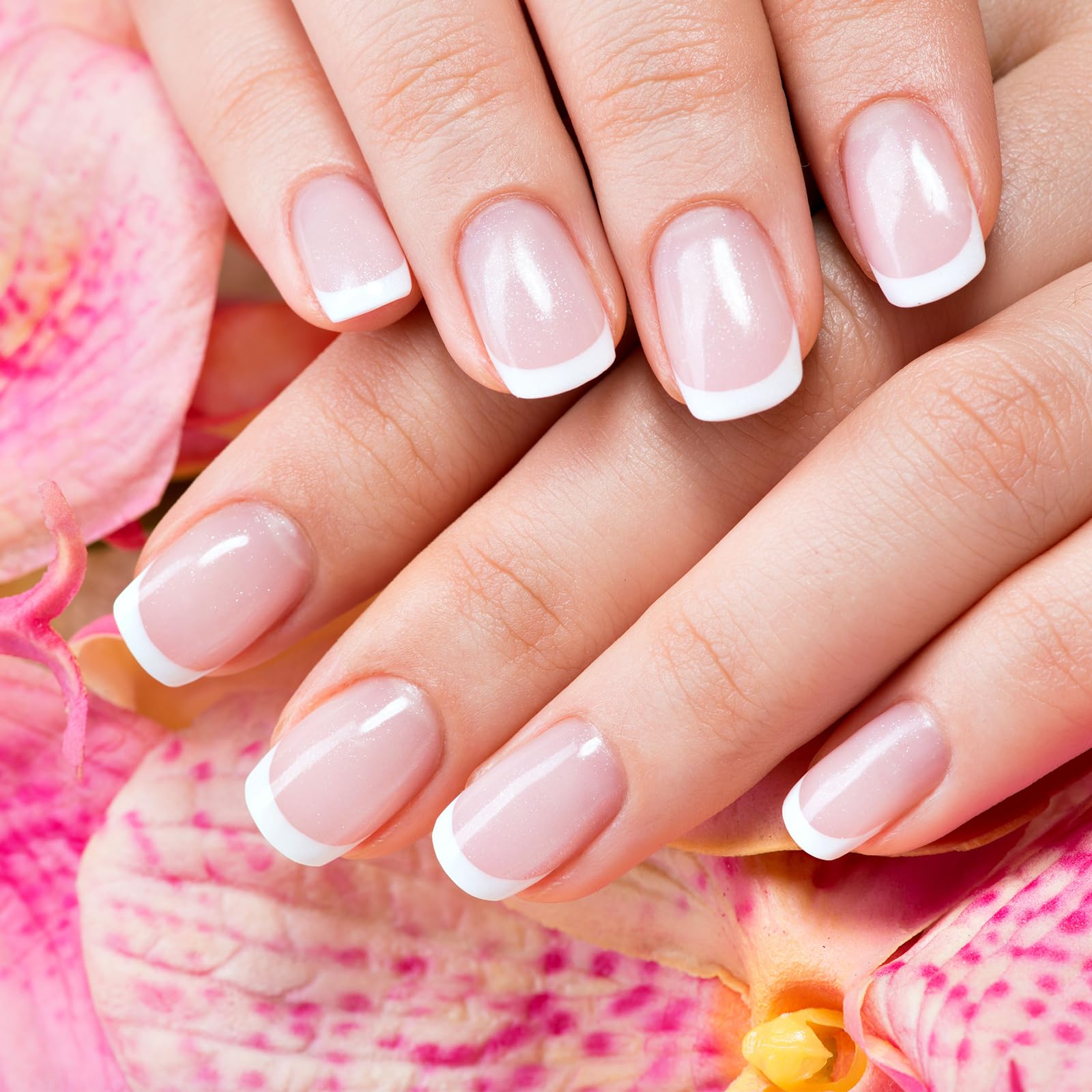 20 Pcs French Tip Gel Nail Strips - Semi Cured UV Gel Nail Stickers for DIY Manicure at Home or Salon | Easy Nail Art Design for Women & Girls