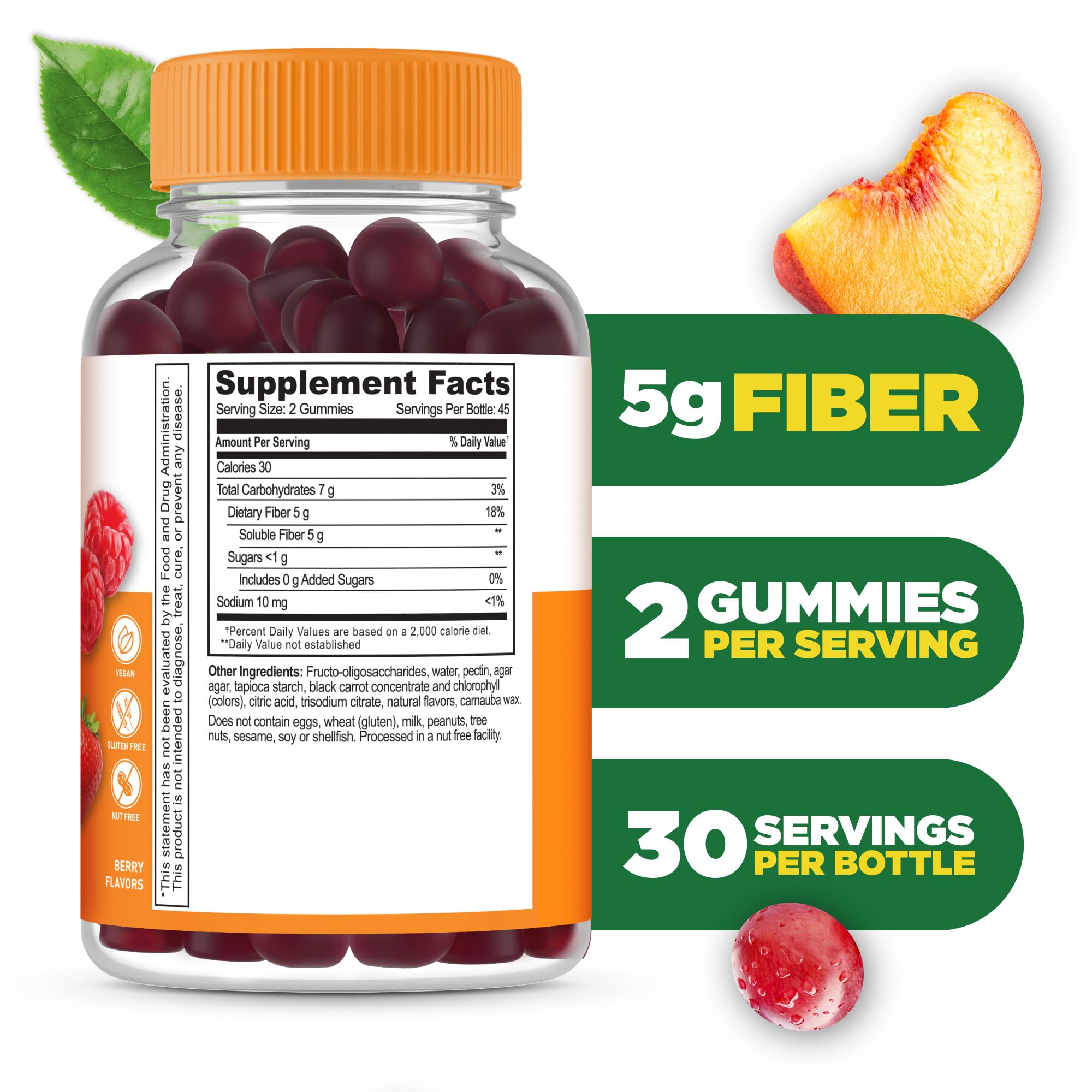Lifeable Prebiotic Fiber Gummies for Adults - 5g per Serving | Tasty Digestive Health Supplement with Prebiotics | High Fiber Gummy Vitamins for Women & Men (90 Count) | Supports Gut Health & Regularity for Active Lifestyles