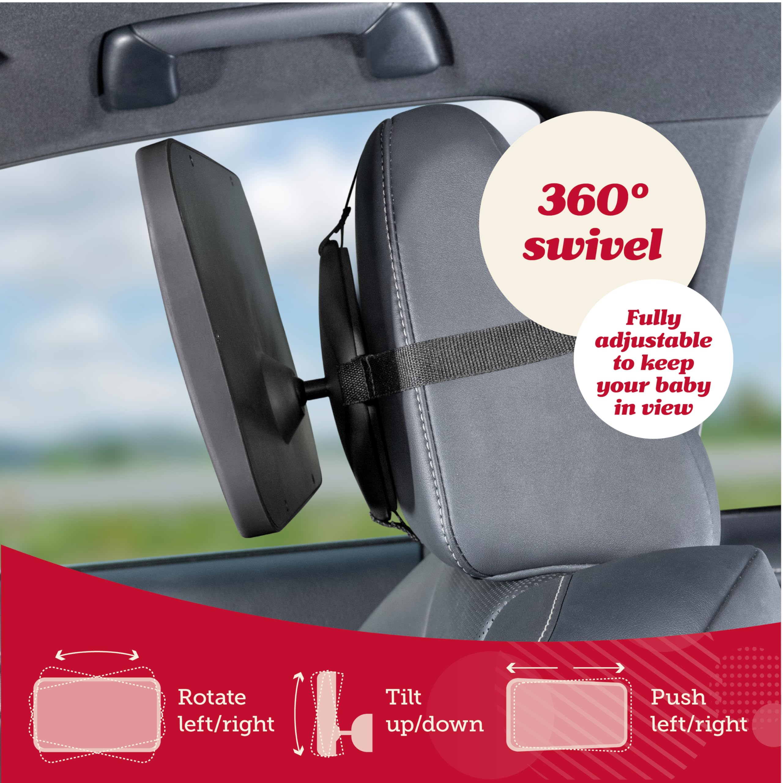 Lusso Gear Baby Car Mirror - Shatterproof Rear-Facing Infant Car Mirror with Crystal Clear View - Safe Backseat Design for Newborns & Toddlers - Perfect for Road Trips & Daily Commutes (Black)