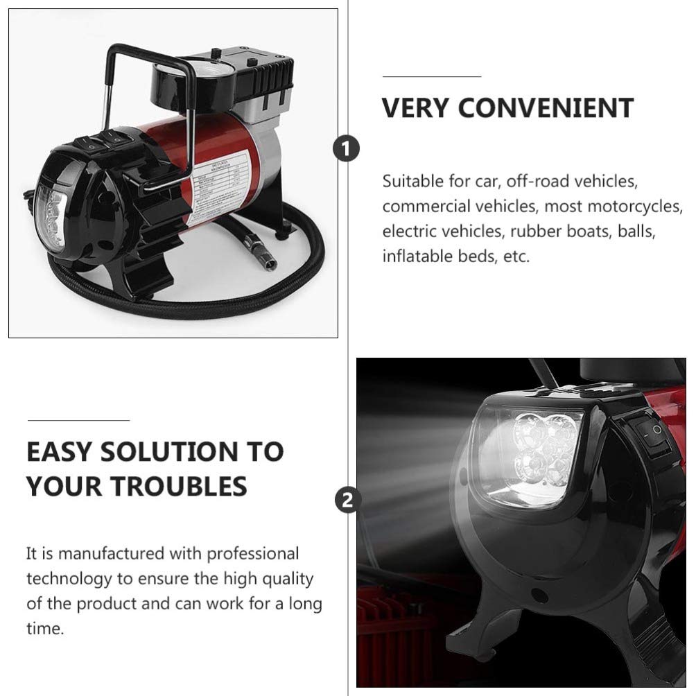 Wakauto 150PSI Portable Electric Air Pump for Car Tires - High Pressure Air Compressor with Digital Pressure Gauge, Fast Inflation for Cars, SUVs, Bikes & Sports Balls (Red, 21.5X15cm) - Perfect for Road Trips, Emergency Use & Home Garage