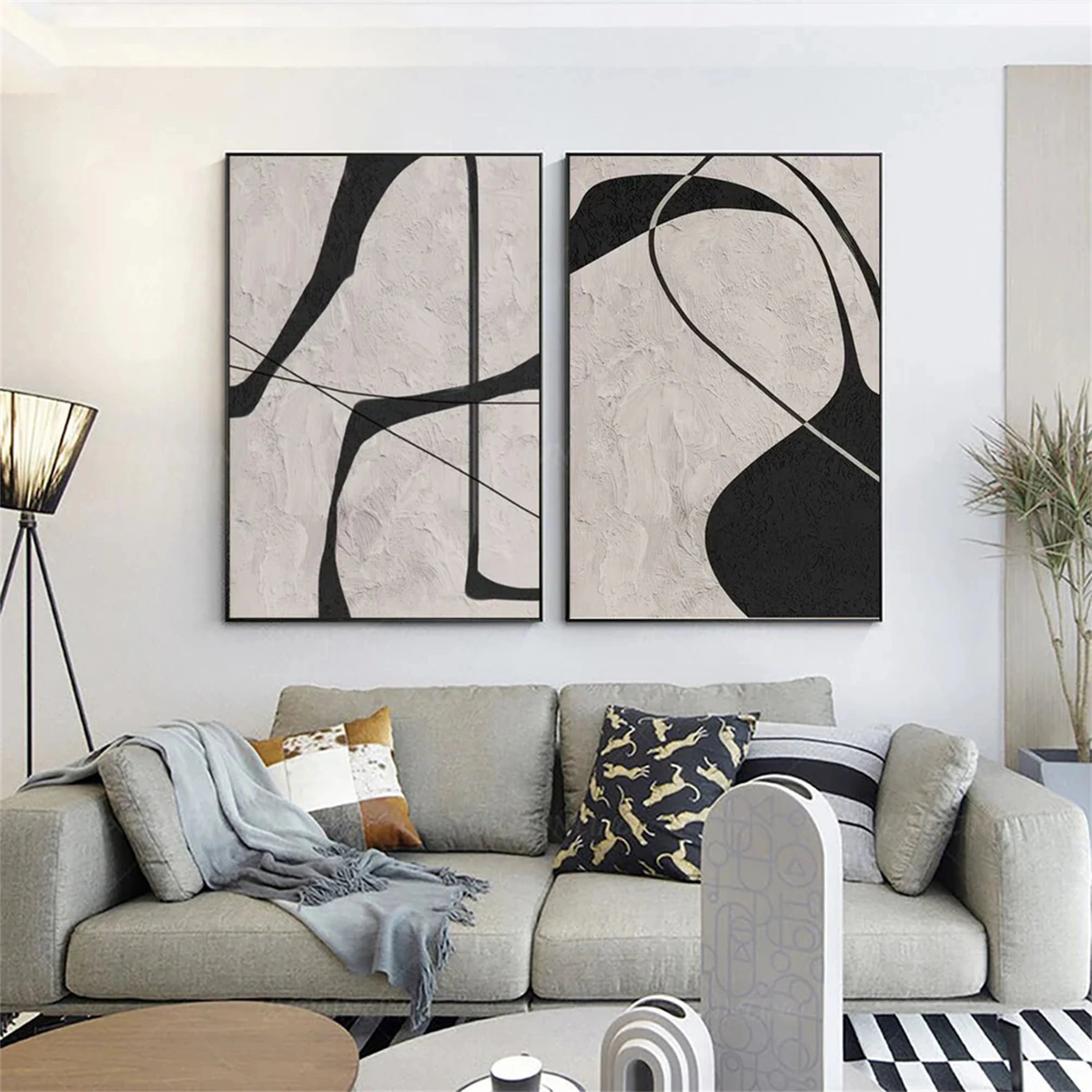 Abstract Tranquility Set of 2 Wall Art Paintings - Modern Minimalist Canvas Prints for Living Room, Bedroom & Office Decor #WS122