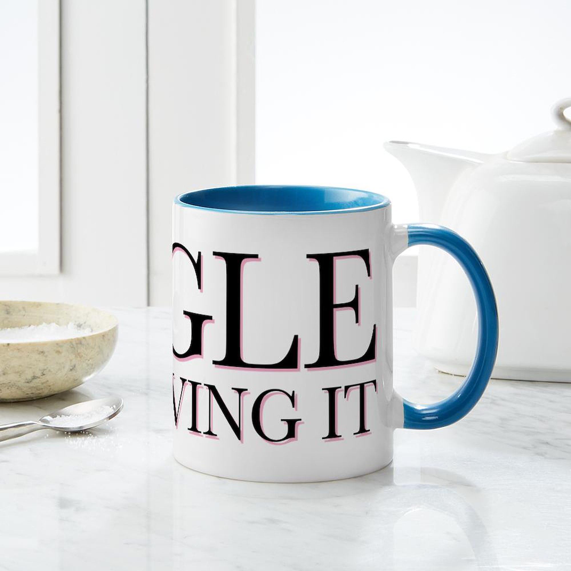 Single And Loving It 11 oz Ceramic Coffee Mug (325 ml) - Perfect for Tea, Hot Chocolate & Office Use - Funny Gift for Singles by CafePress