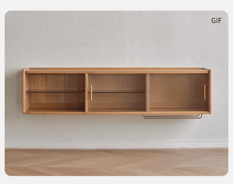 Solid Beech Wood Wall Mounted Sideboard Cabinet - Rustic Storage Locker for Entryway, Living Room & Dining Room Organization