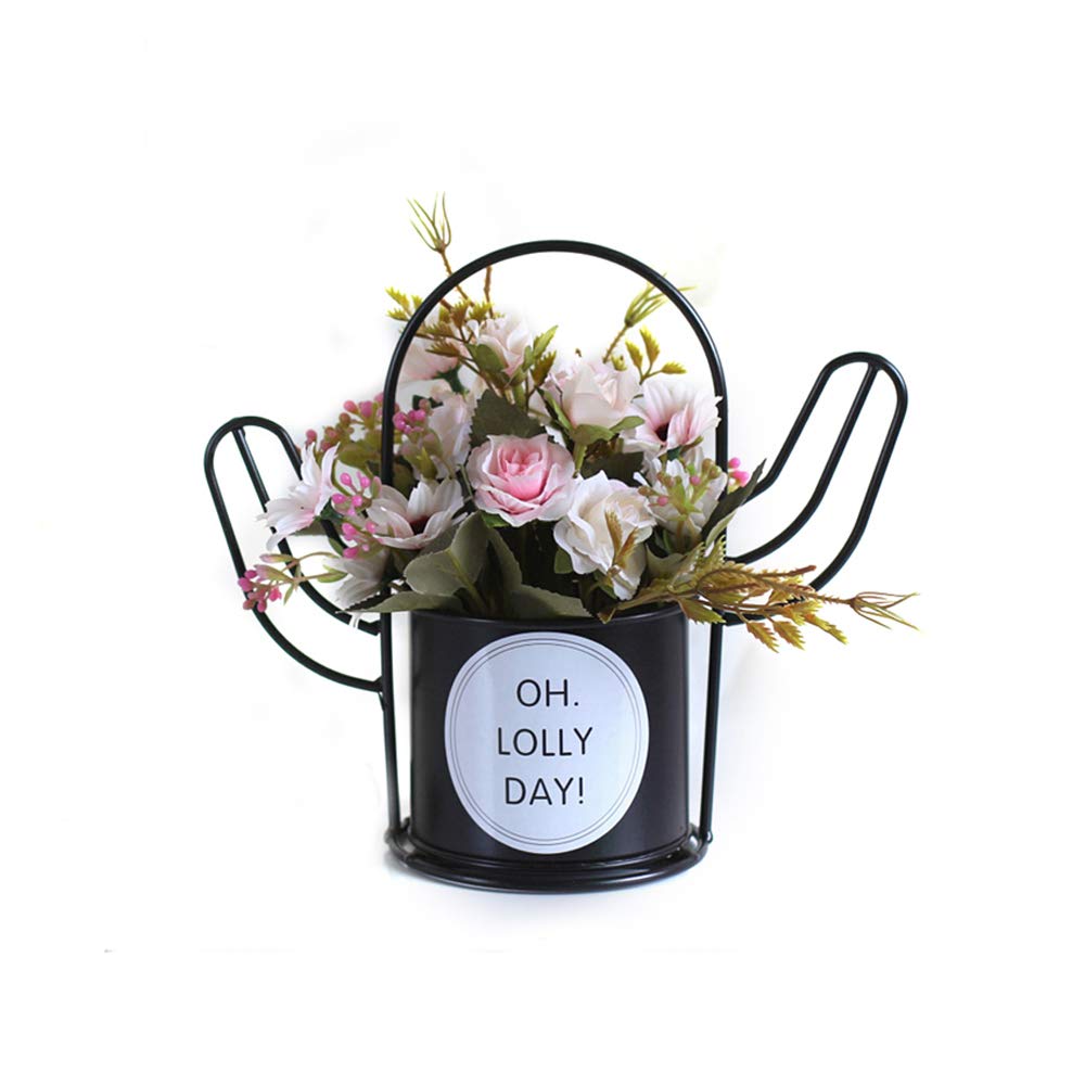 Riverbyland Decorative Artificial Flowers in Iron Flower Pot - Faux Floral Arrangement for Home, Office, Wedding & Event Decor