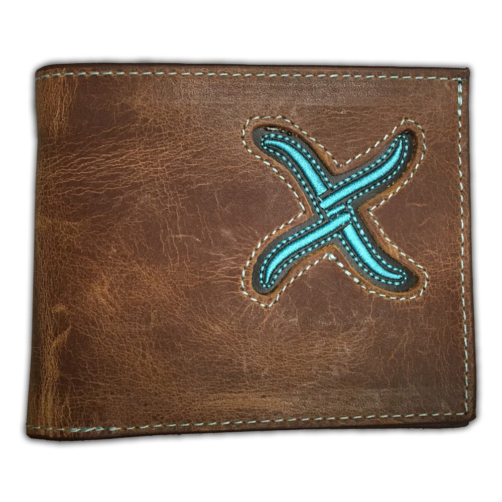 Twisted X Distressed Brown Bifold Wallet for Men - Genuine Leather Small RFID Blocking Slim Wallet - Perfect for Everyday Carry, Travel & Gifting
