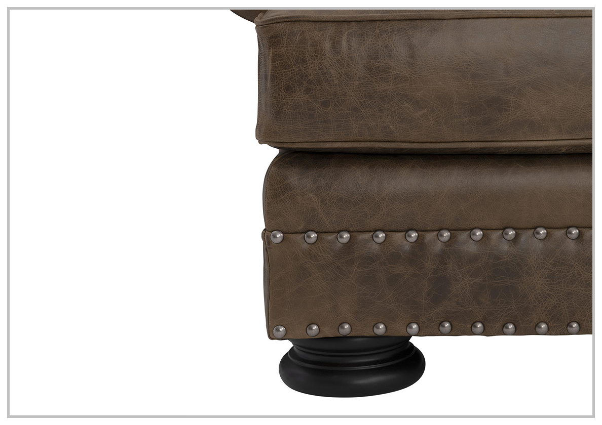 Bernhardt Foster Dark Brown Genuine Leather Sofa with Rolled Arms - Luxurious Living Room Furniture for Home & Office