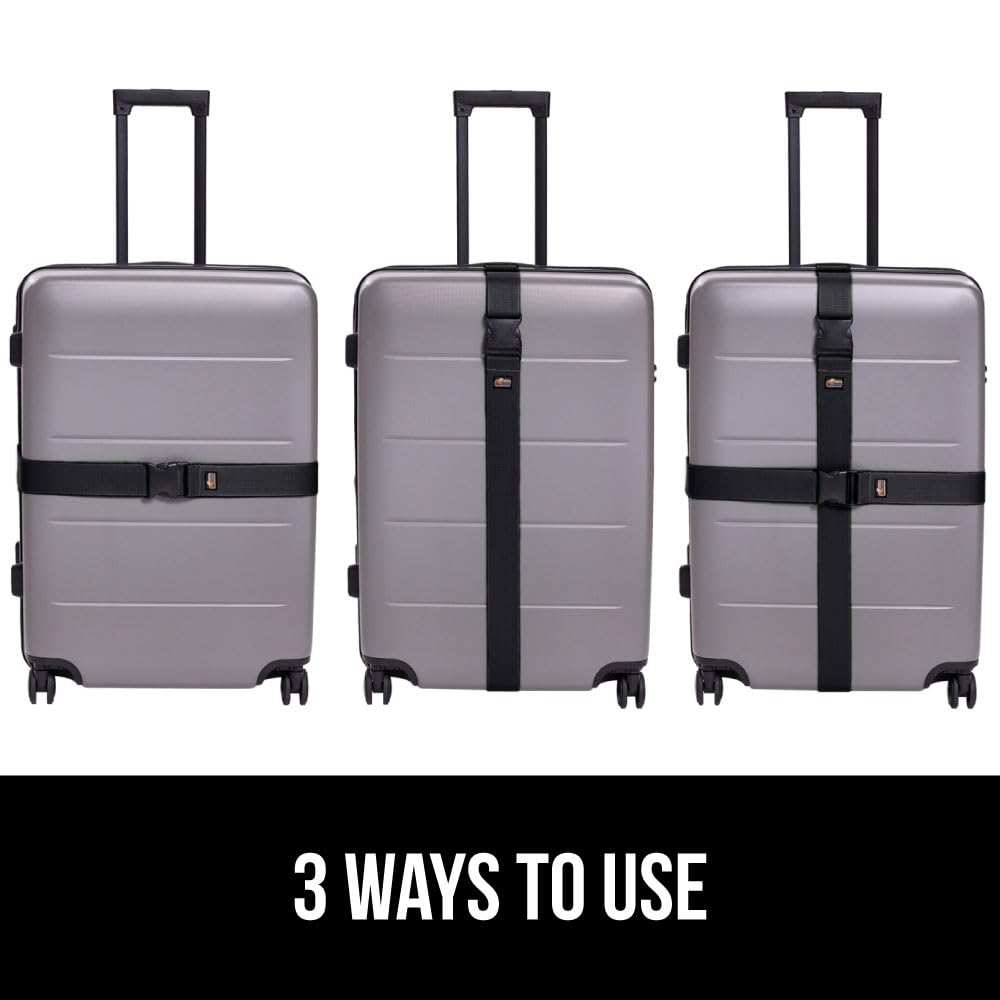 GORILLA GRIP Heavy Duty Adjustable Luggage Straps 4-Pack - Secure Suitcases for Travel