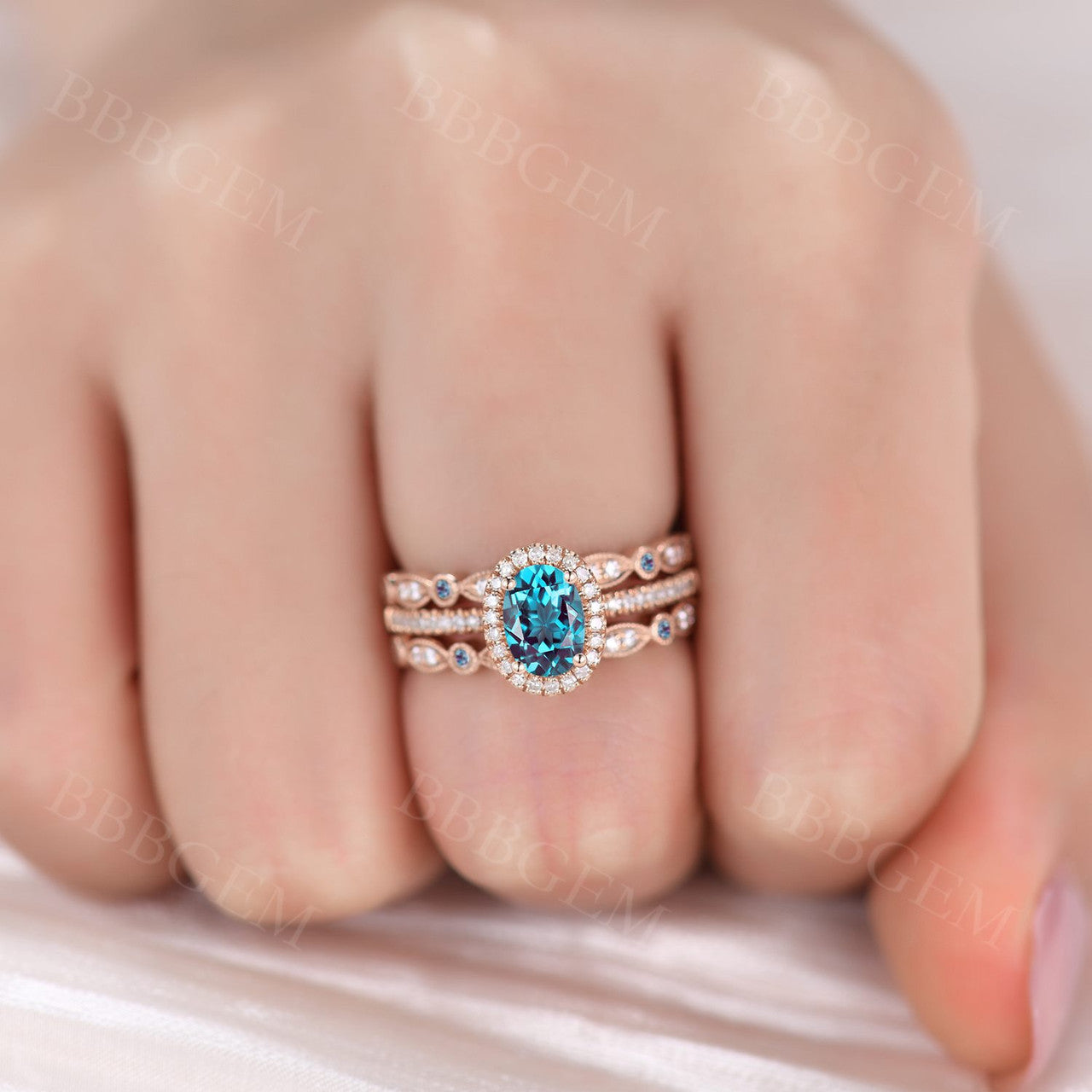 3Pcs Alexandrite Bridal Ring Set – Vintage Style Wedding Band & Engagement Ring for Women – Perfect for Proposals, Anniversaries & Bridal Jewelry Gifts