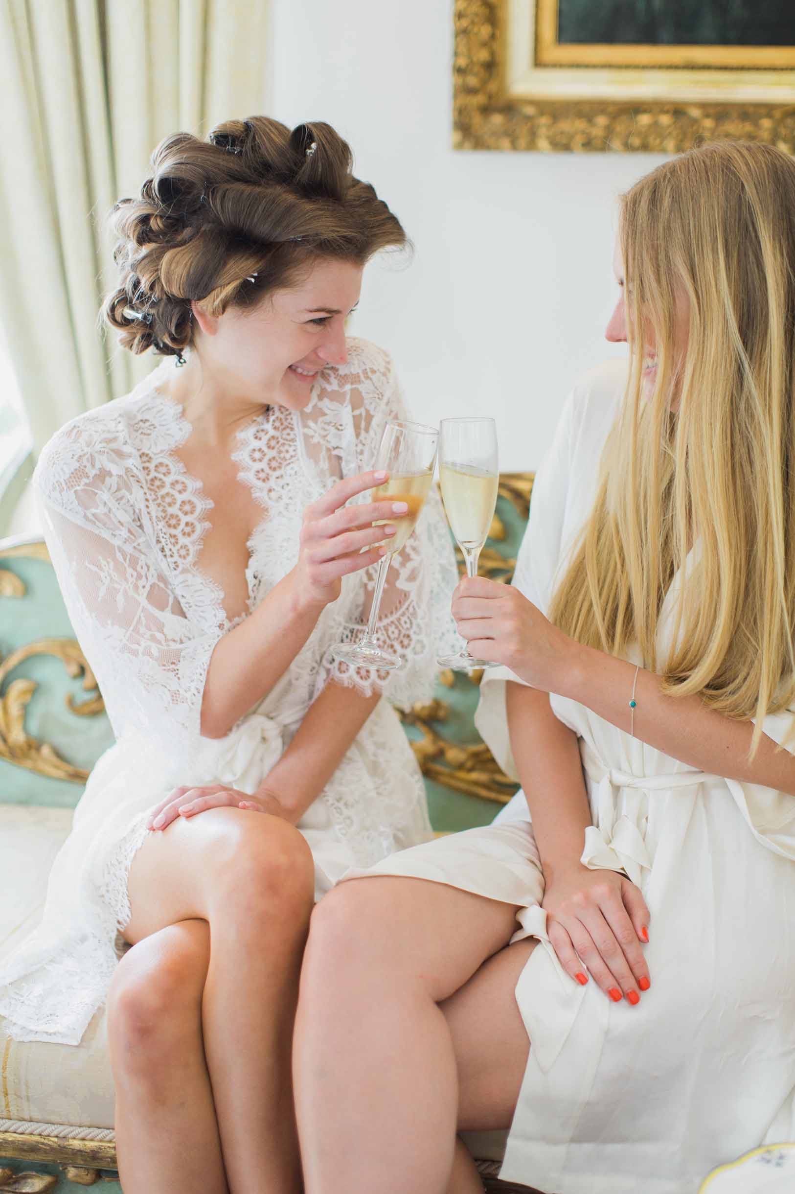 Elegant Swan Queen Lace Kimono Bridal Robe - Ivory or Blush (Style 102) | Perfect for Wedding Morning, Bridal Shower & Honeymoon Getaway