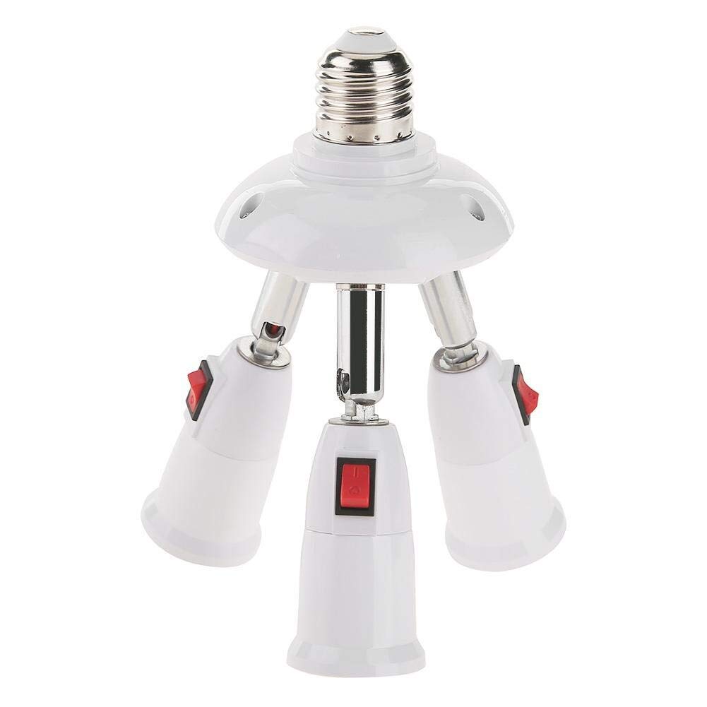 E27 Lamp Socket Splitter - 3/4 Head Adjustable LED Light Bulb Holder Adapter for Ceiling, Table & Floor Lamps - Perfect for Home, Office & Restaurant Lighting (4 Heads)
