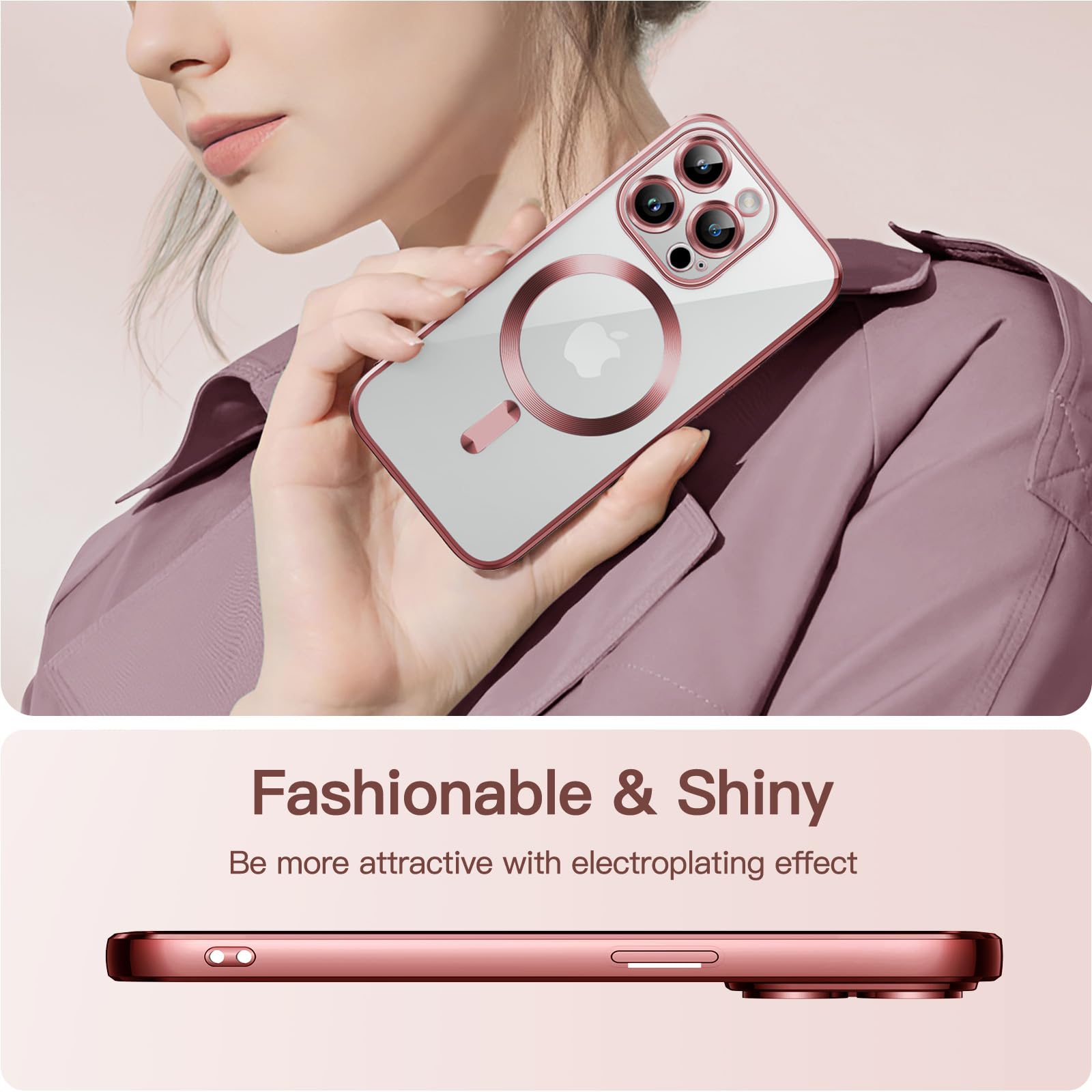 JETech Soft Clear Case for iPhone 13 Pro Max 6.7-Inch - Shockproof TPU Phone Cover with Full Camera Protection & MagSafe Wireless Charging Compatibility (Pink) | Perfect for Everyday Use, Travel & Work
