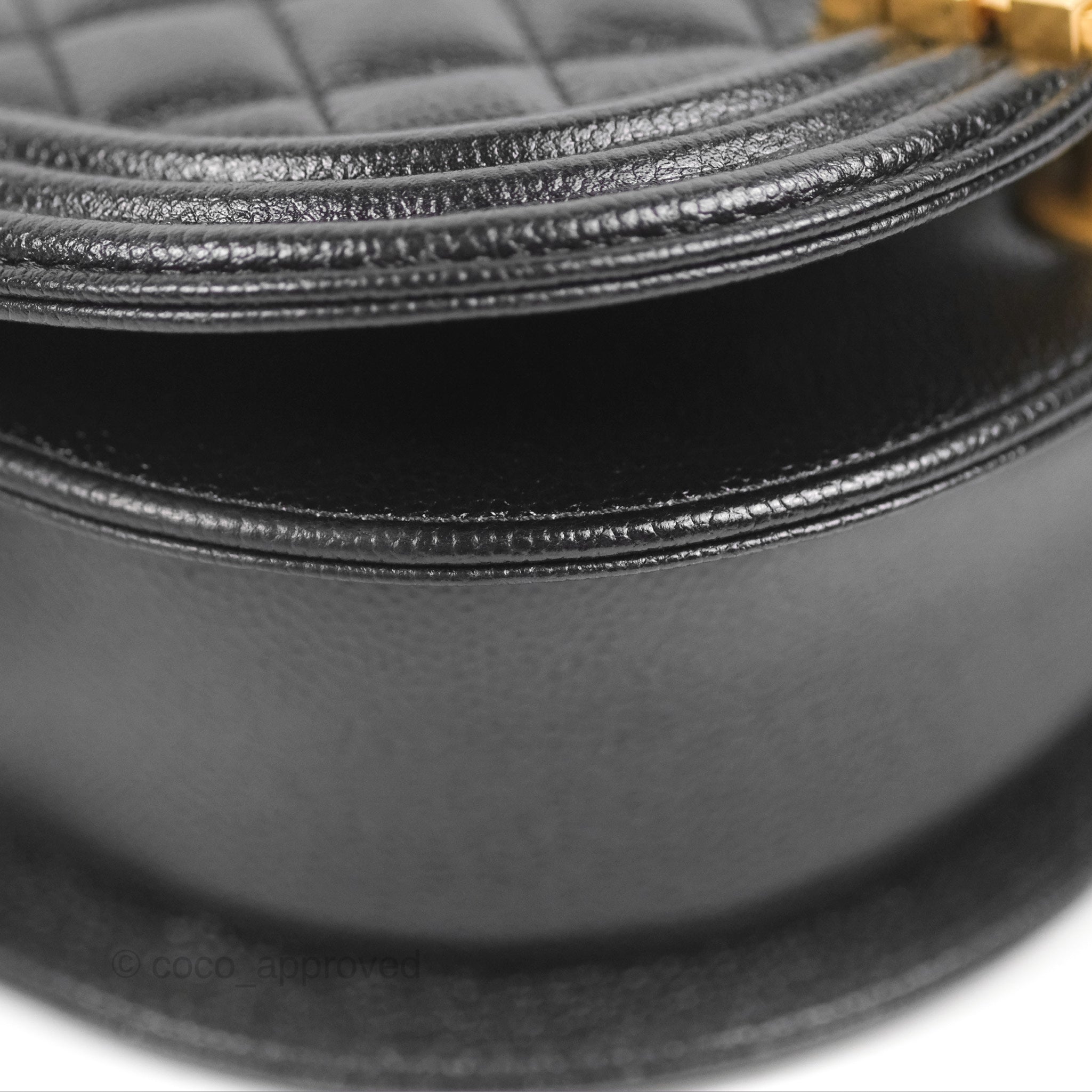 Chanel Boy Messenger Bag Black Caviar Leather with Aged Gold Hardware - Luxury Crossbody Bag for Women, Perfect for Work, Travel & Evening Events
