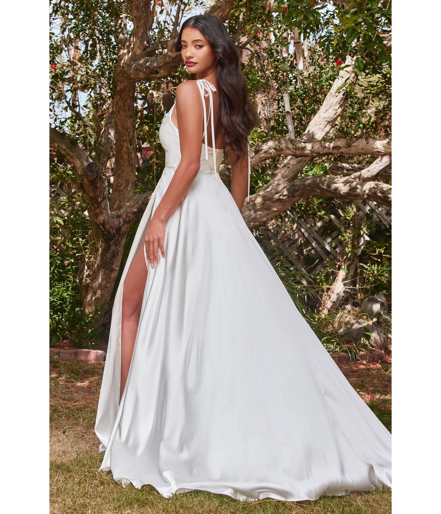 Ladivine by Cinderella Divine White Liquid Satin Bridal Gown - Elegant Wedding Dress for Brides, Bridesmaids & Formal Occasions