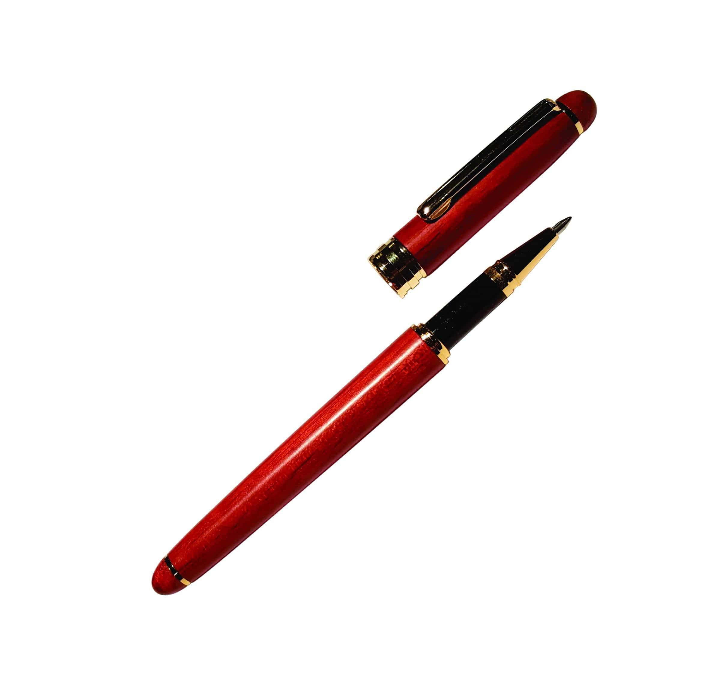 Premium Rosewood Rollerball Pen with Matching Gift Case - Elegant Writing Instrument for Office, Business Gifts & Special Occasions