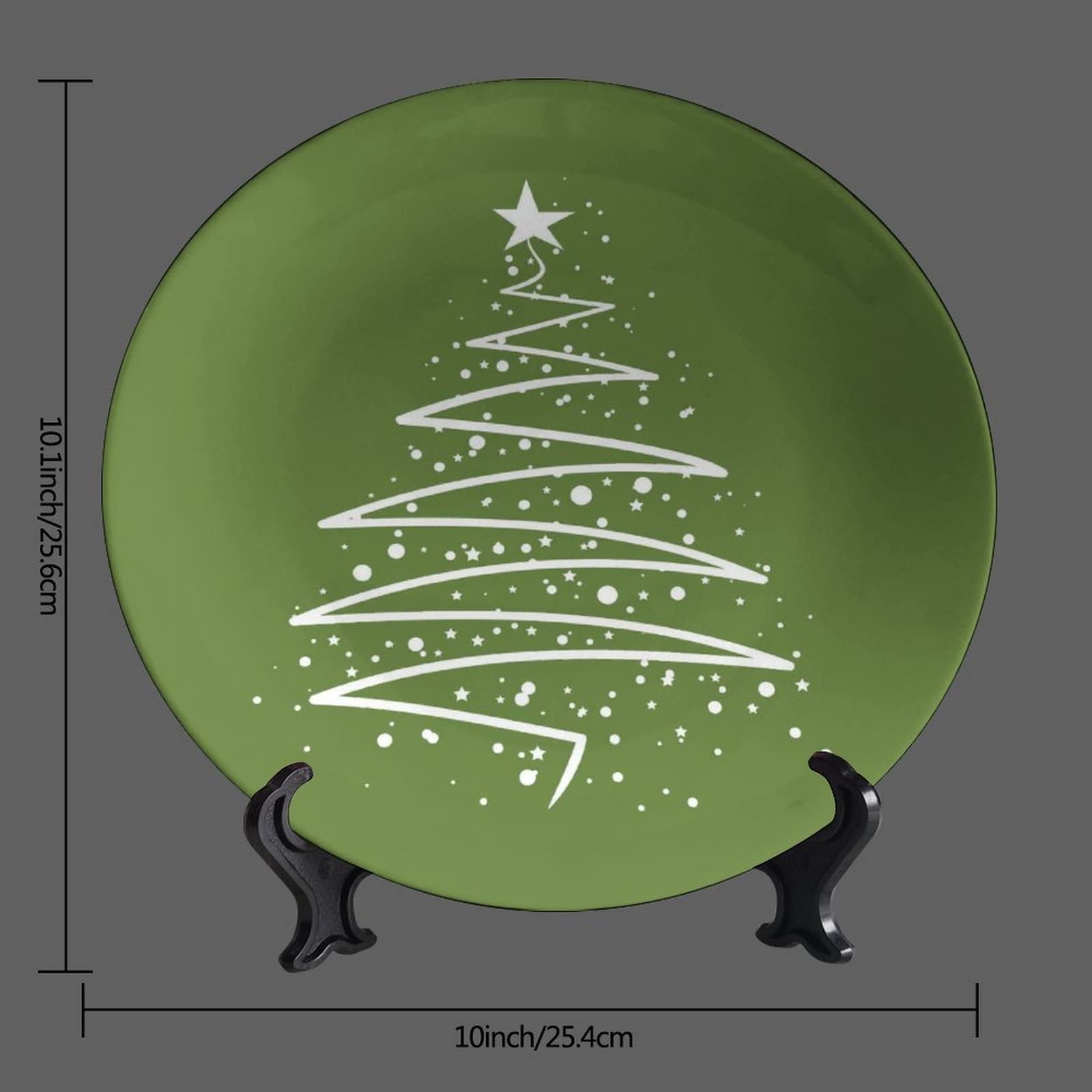 Christmas Ceramic Decorative Plates - 10inch Holiday Tableware with Simple Christmas Tree Design for Dining, Living Room, Bedroom & Bathroom Decor - Perfect for Festive Table Settings, Gift Giving and Seasonal Home Decoration