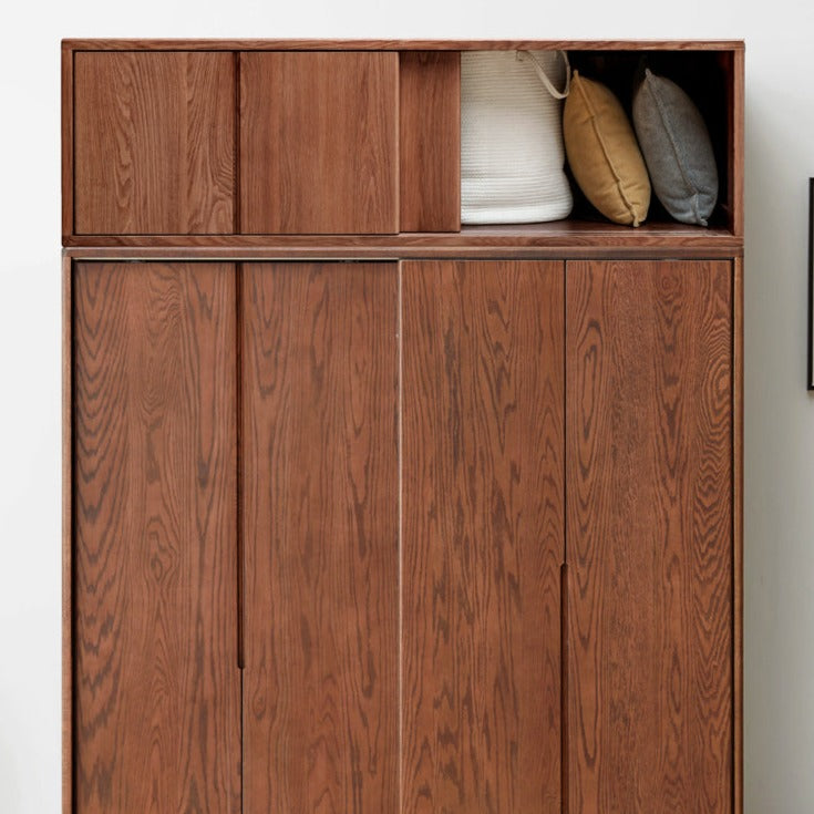 Solid Oak Wood Sliding Door Wardrobe Closet - Modern & Spacious Storage for Bedroom, Walk-In Closet, or Living Room Organization