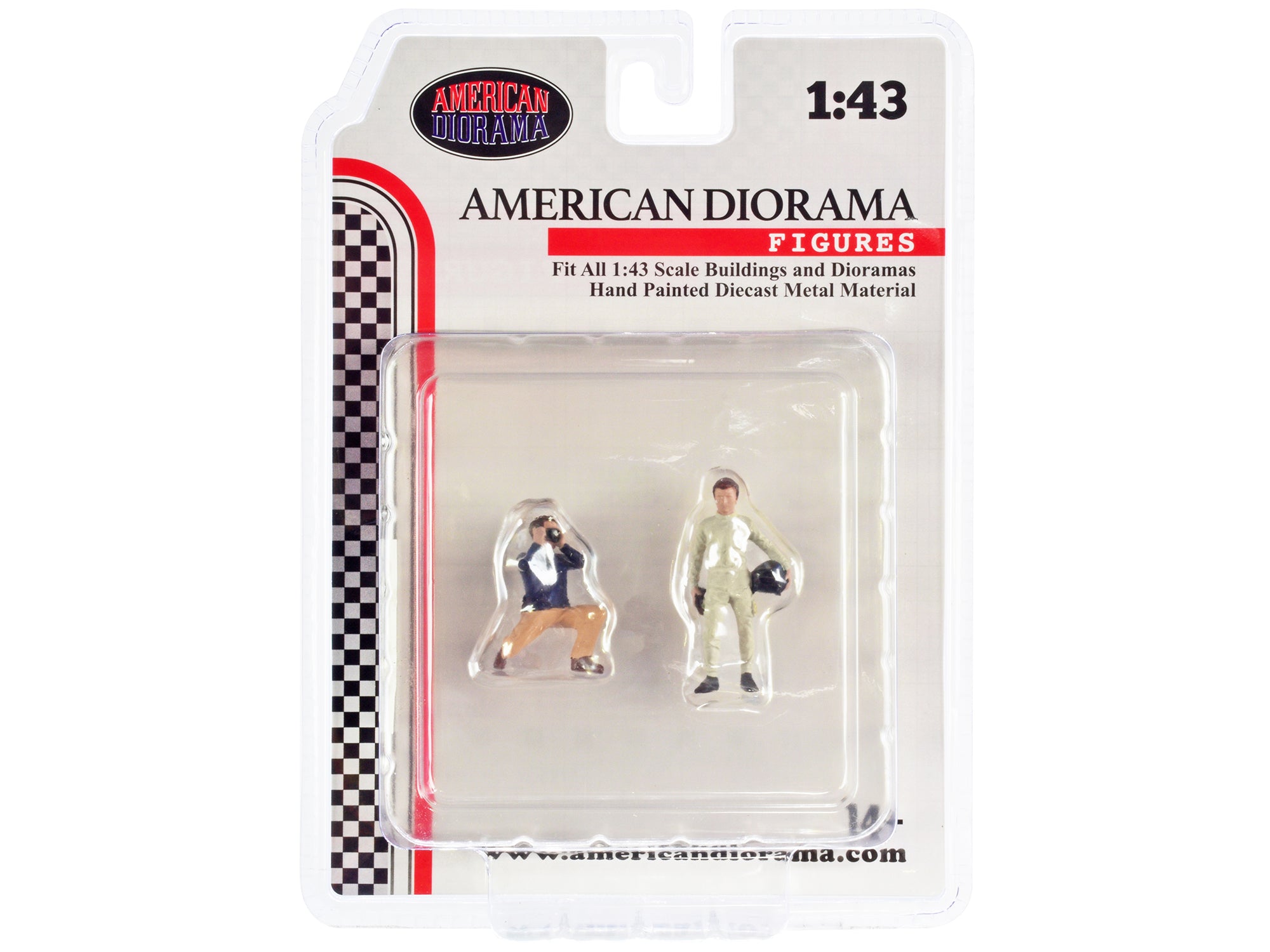 1/43 Scale Race Day Two Diecast Figures Set - Detailed Collectible Model Cars for Racing Enthusiasts | Perfect for Dioramas, Displays & Racing Scenes
