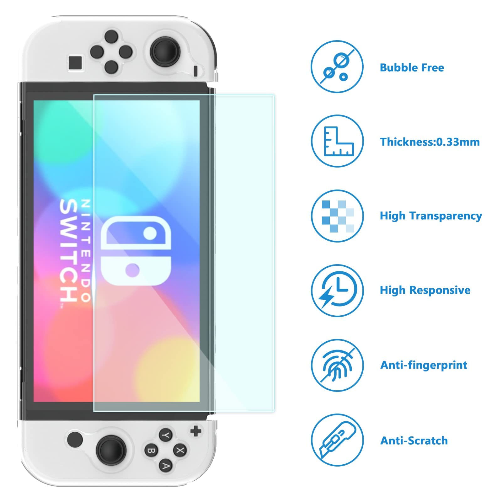Teyomi Protective Case for Nintendo Switch OLED Model 2021 - Clear Hard Shell Cover with Joy-Con Storage | Travel-Friendly Switch Accessories Bundle | Perfect for Gaming On-The-Go & Console Protection