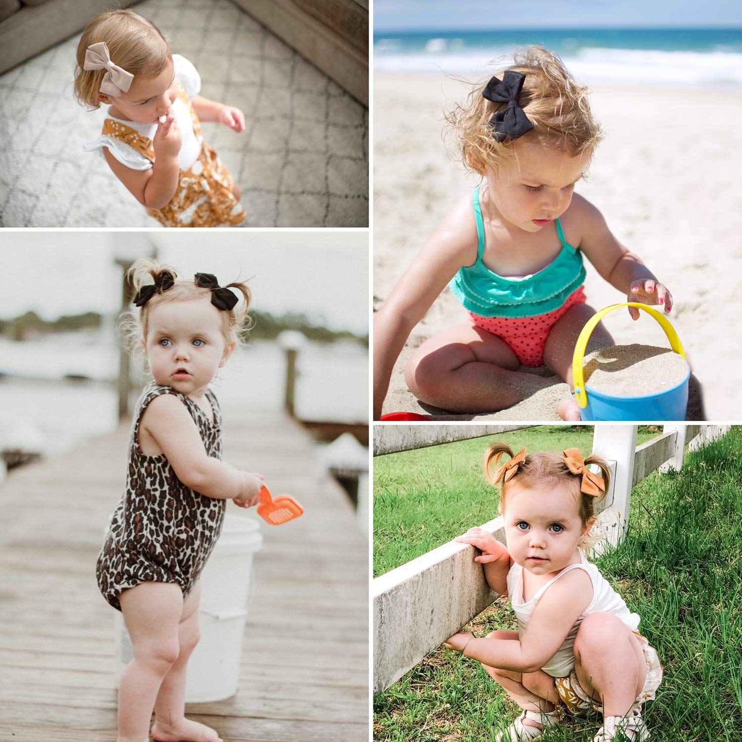 10 Pack Baby Girl Hair Clips - 3.4 Inch Alligator Clip Hair Bows with Fully Lined Barrettes for Toddlers & Kids | Cute Hair Accessories for School, Parties & Daily Outfits