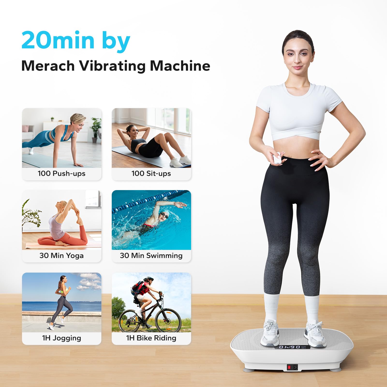 MERACH Whole Body Vibration Plate Exercise Machine - Adjustable Speed & Intensity for Home Workout, Weight Loss & Lymphatic Drainage | Portable Fitness Platform for Muscle Recovery, Toning & Relaxation | Ideal for Home Gym, Office & Physical Therapy
