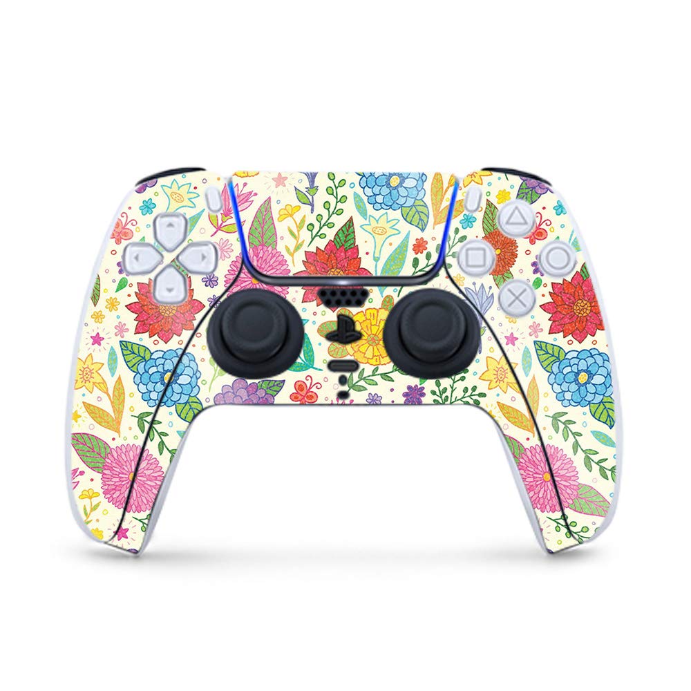 MightySkins Glossy Glitter Gaming Skin for PS5 Controller - Flower Garden Design | Durable High-Gloss Protective Cover | Easy to Apply & Remove | Made in USA | Perfect for Gaming Enthusiasts & Customization Lovers