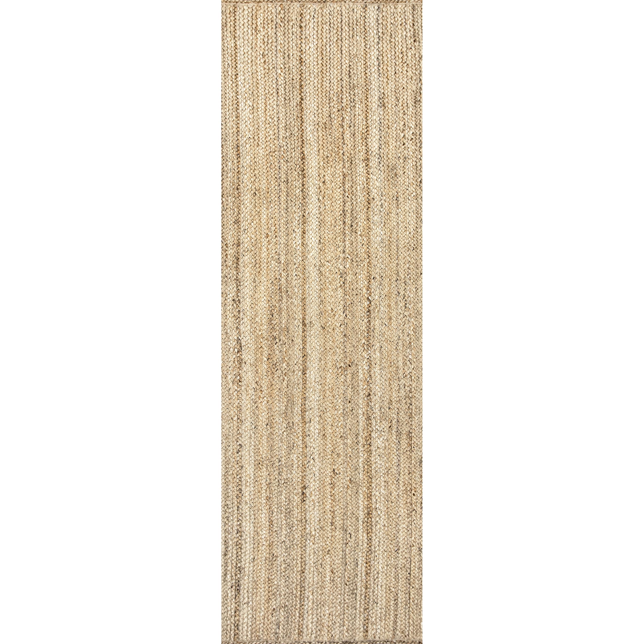 nuLOOM 2x16 Rigo Jute Hand Woven Natural Fiber Area Rug - Farmhouse Solid Design for Bedroom, Living Room, Dining Room, Hallway, Office, Kitchen & Entryway - Perfect for Boho, Coastal & Rustic Home Decor