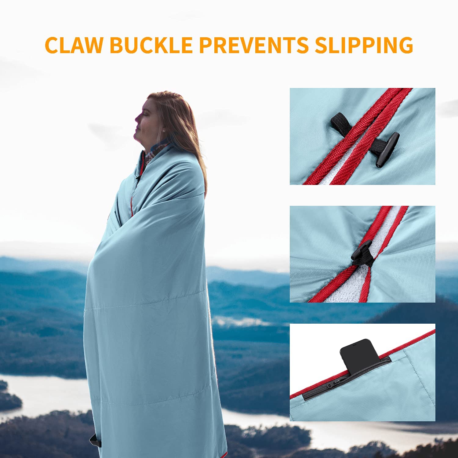 **KingCamp Waterproof Outdoor Blanket – Thick Fleece Warm & Windproof Blanket for Cold Weather, Lightweight & Foldable, Machine Washable – Perfect for Camping, Picnic, Beach, Stadium, Festival, Travel & Dog Outings**