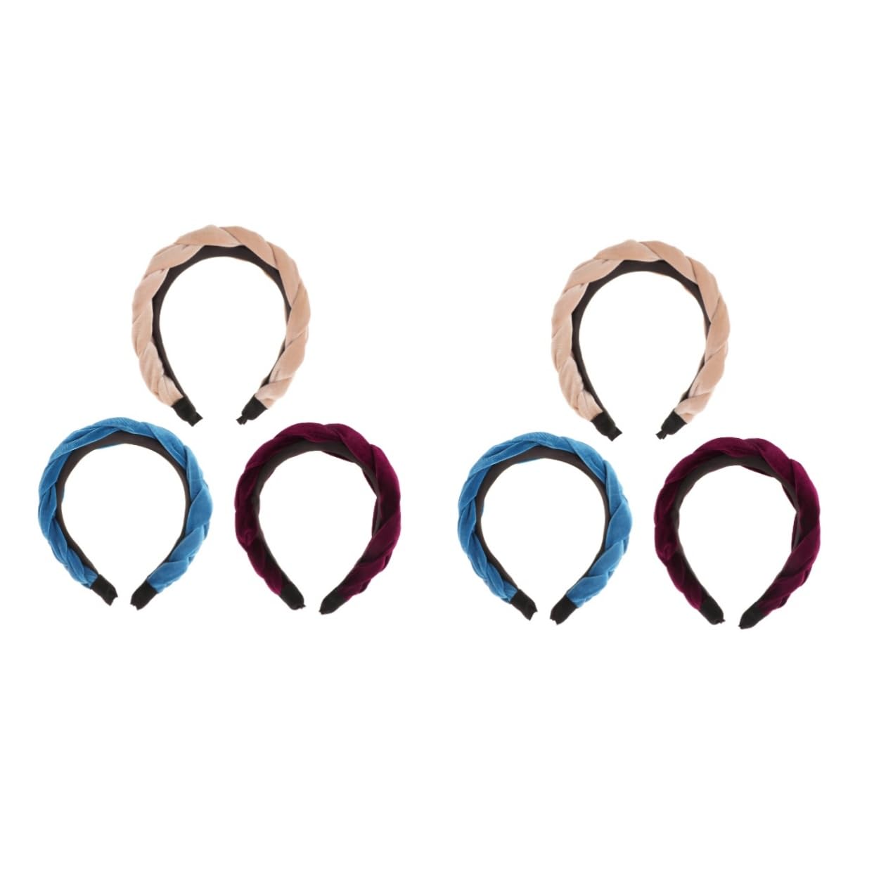 Beavorty 2-Pack Thick Suede Hairbands - Wide Braided Elastic Headbands for Women & Girls (3pcs x 2) | Perfect for Yoga, Workouts, and Everyday Styling