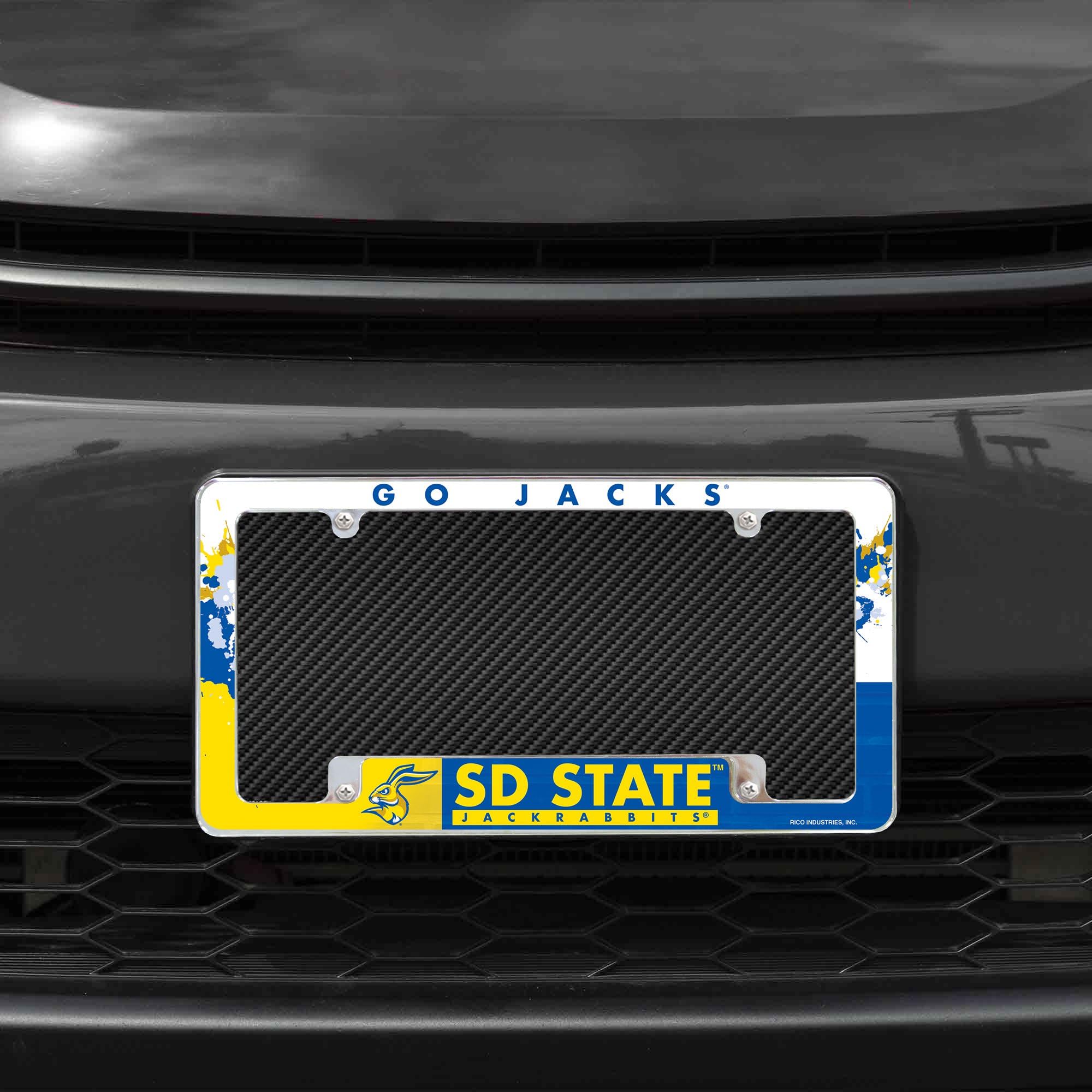 Rico South Dakota State Jackrabbits Chrome Metal License Plate Frames - Set of 2, Bold Full Frame Design for Cars & Trucks - Perfect for Alumni, Fans & College Sports Enthusiasts