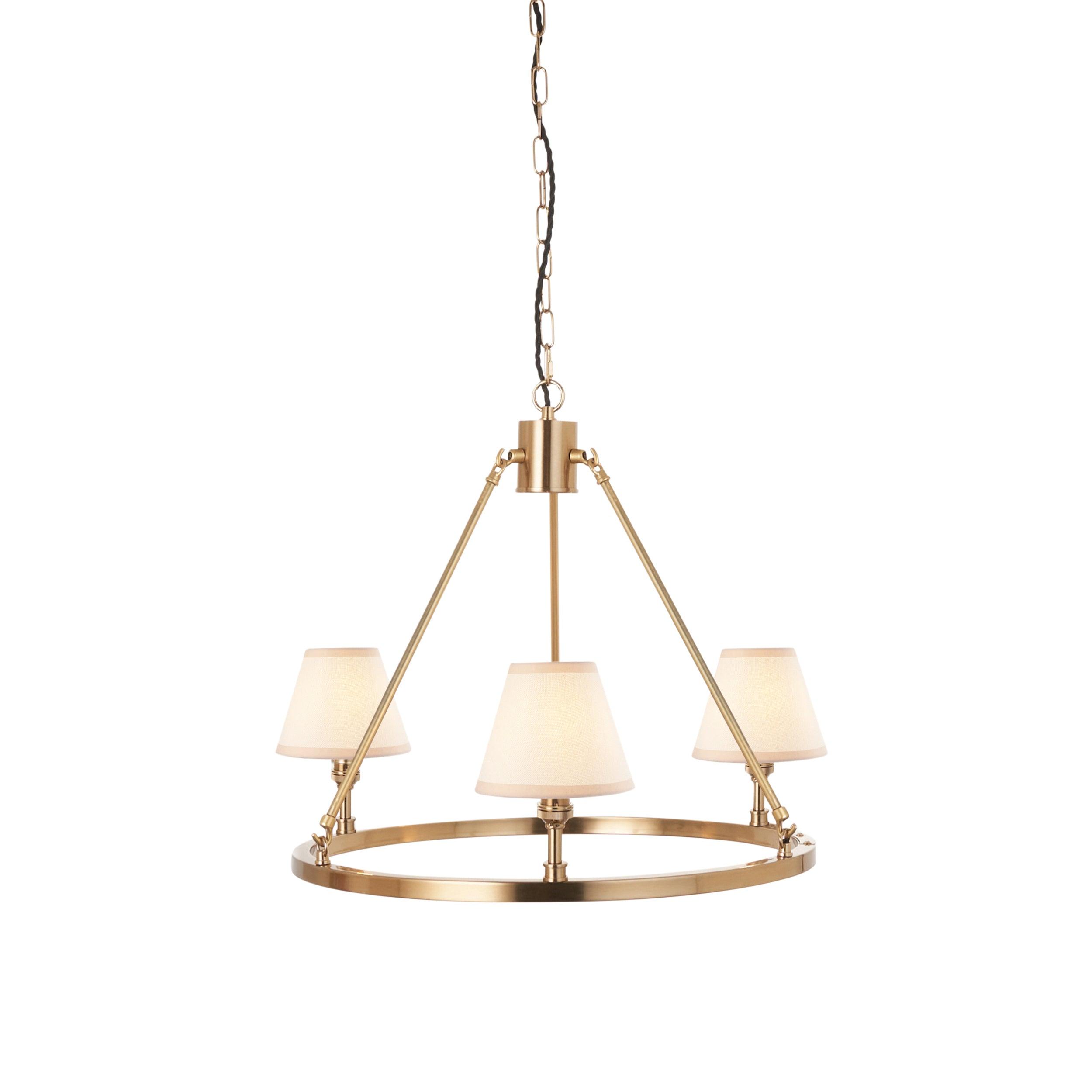 Chester Brass Ceiling Pendant Light with White Ivy 16cm Shades - Vintage Industrial Lighting for Kitchen Island, Dining Room & Bedroom Decor