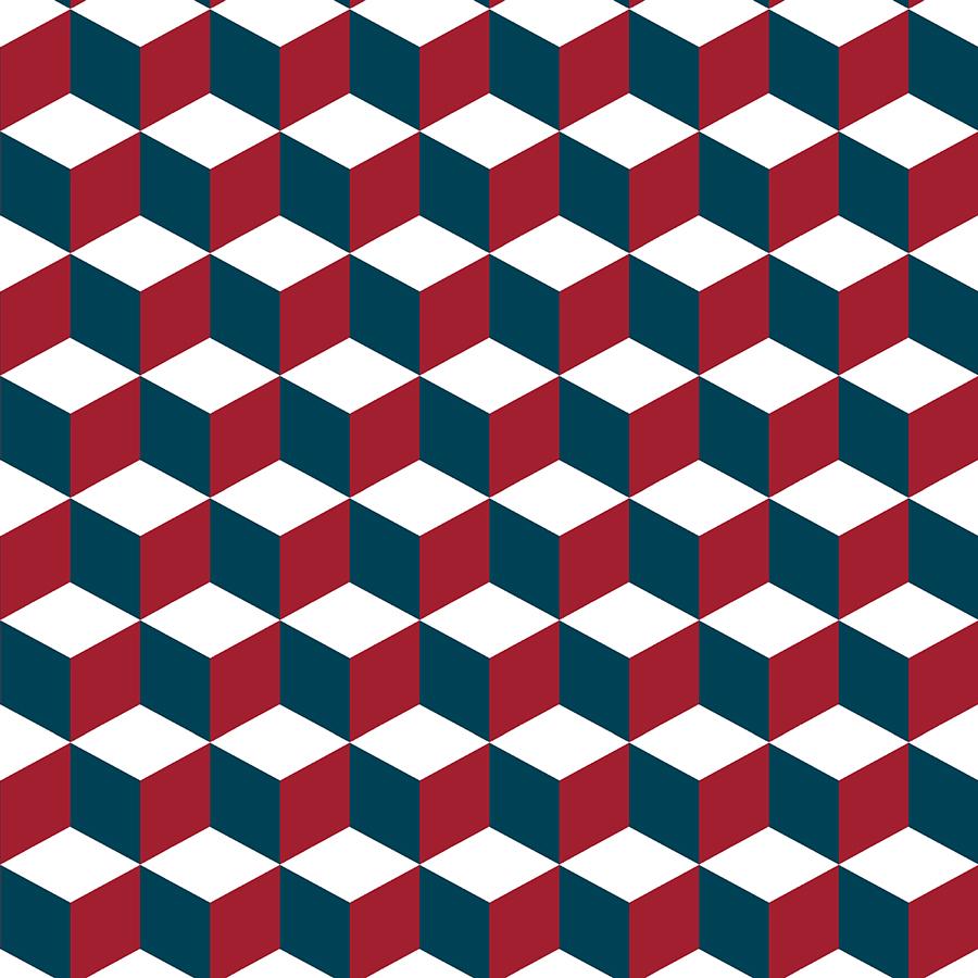 Wallshoppe 'Ice Cubist' Wallpaper - Garnet Red Geometric Pattern Peel and Stick Wallpaper for Living Room, Bedroom, or Office Decor