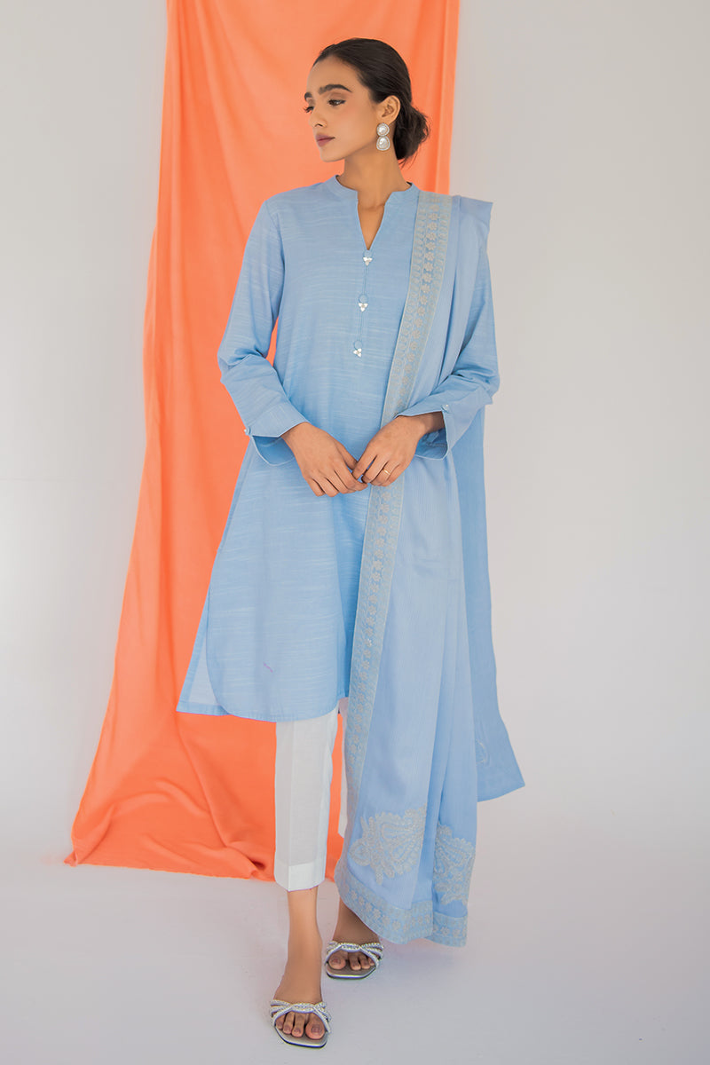 Stylish INSIGNIA BLUE 2-Piece Set (Shirt & Dupatta) for Women - Perfect for Weddings, Parties & Festive Occasions