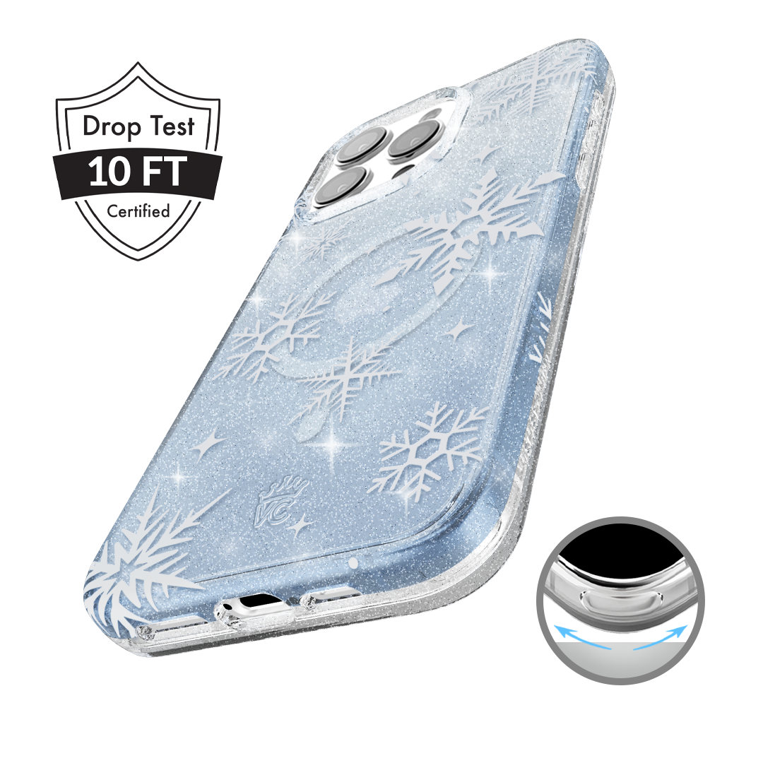 Snow Angel Glitter iPhone Case - Sparkly Protective Phone Cover for iPhone 13/14/15 - Perfect for Winter Holidays, Christmas Gifts & Festive Occasions